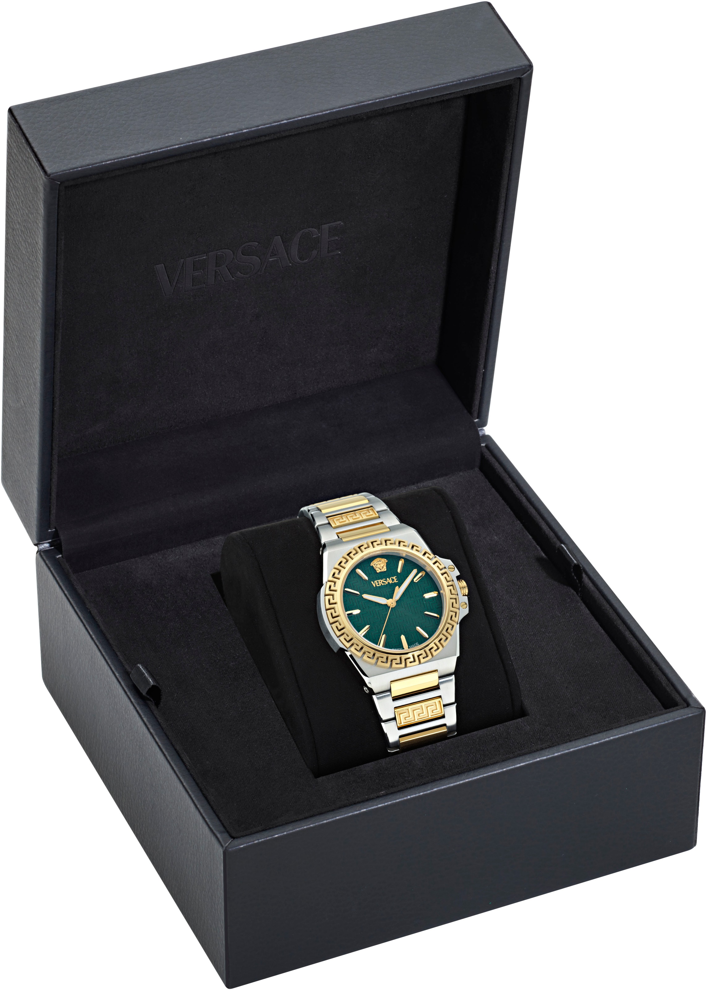 Versace Quarzuhr »GRECA REACTION LADY«, Armbanduhr, Damenuhr, Swiss Made, Edelstahlarmband, analog