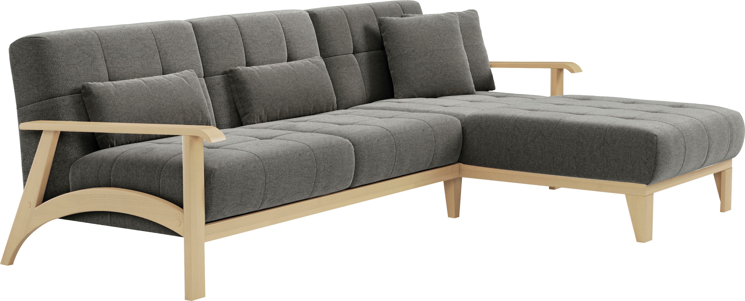 sit&more Ecksofa »Billund L-Form«, Armlehnen aus Buchenholz in natur, verschiedene Bezüge und Farben