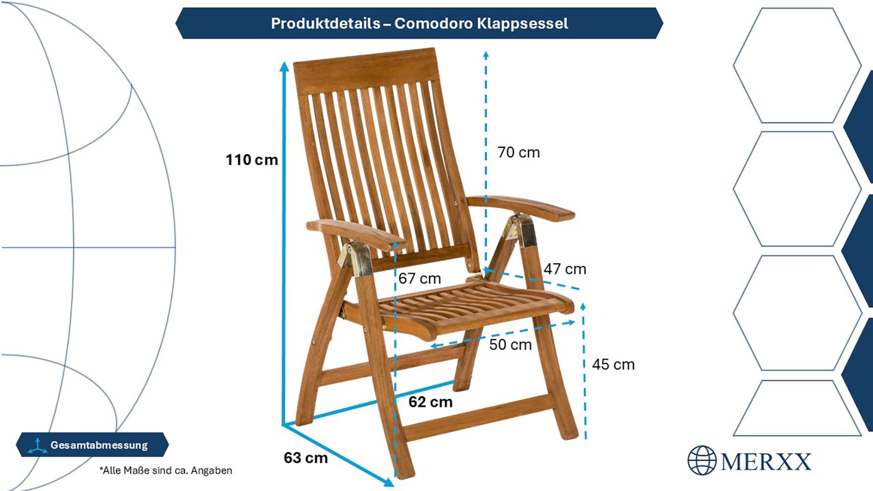 MERXX Gartenstuhl »Bordeaux, Eukalyptusholz« () 1 Stk.klappbar, verstellbar