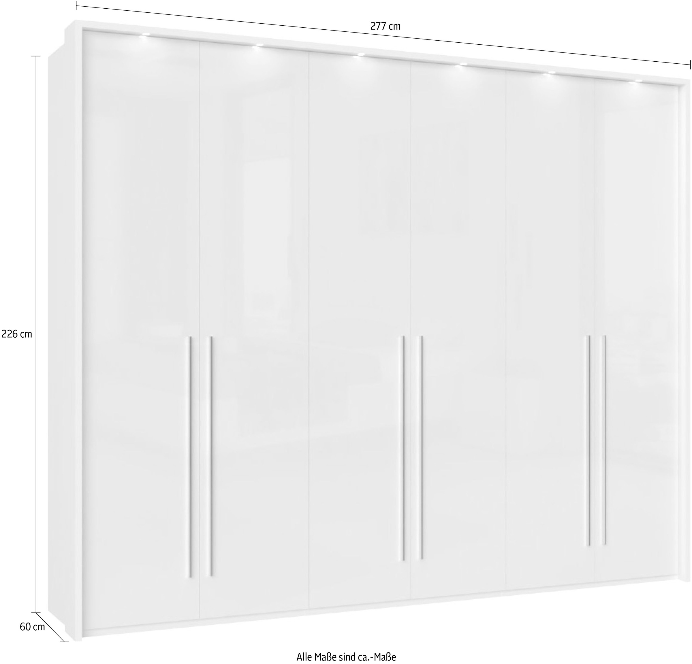 Places of Style Kleiderschrank »Piano, inklusive Rahmen und Beleuchtung, soft-close-Funktion«, (viele Breiten zur Auswahl, 226cm hoch), beige oder weiß, UV lackiert, Hochglanzfronten, FSC-zertifiziert