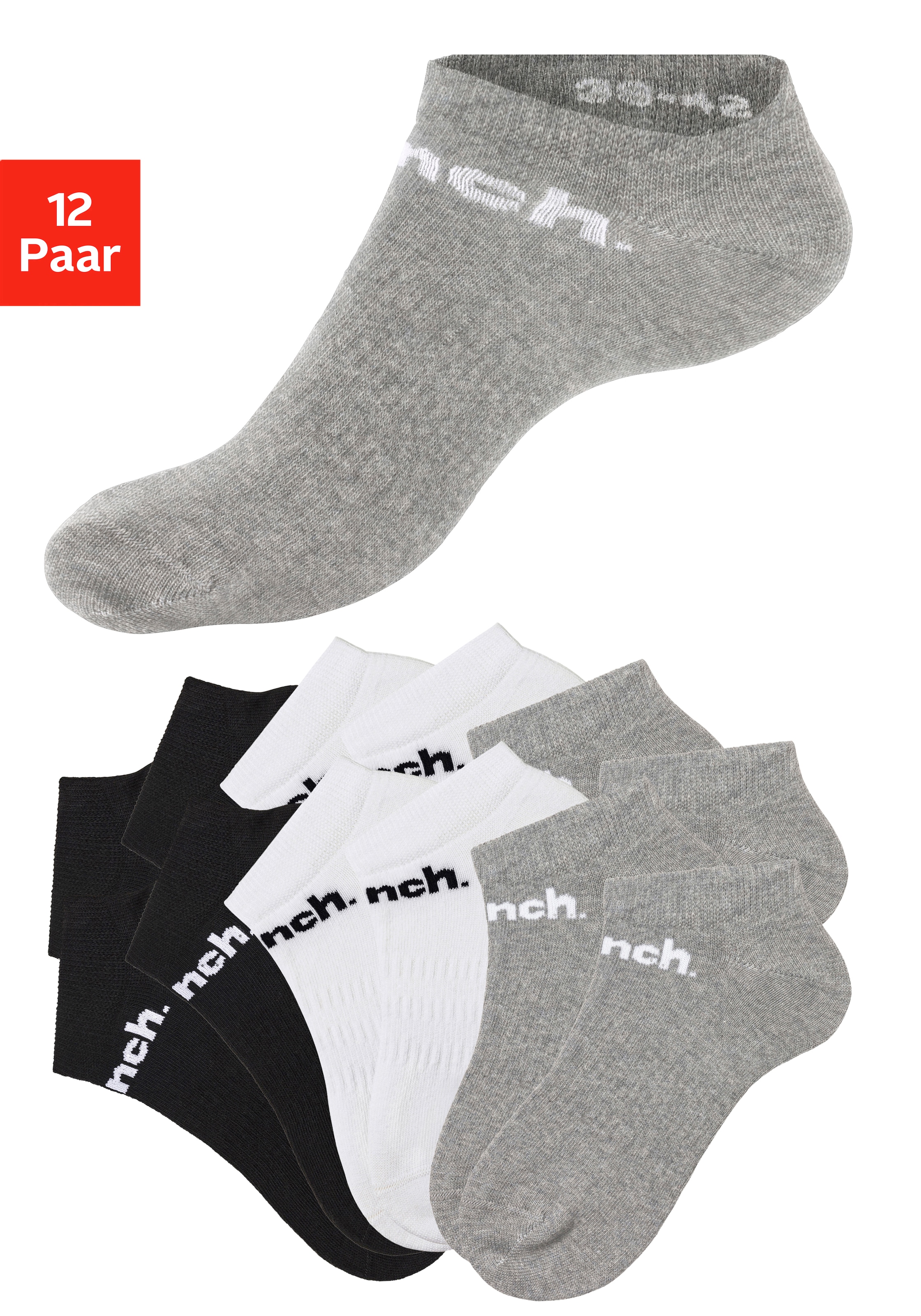 Bench. Sportsocken, (Packung, 12 Paar), Sneakersocken mit klassischem Logoschriftzug