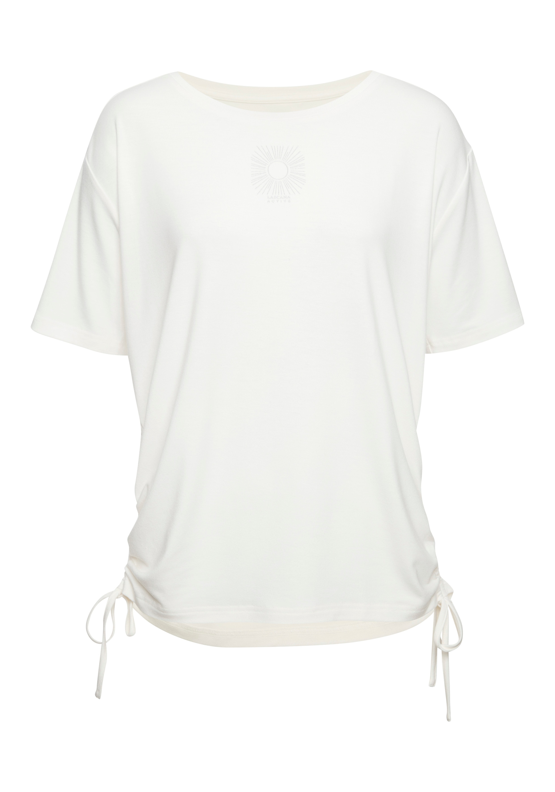 LASCANA ACTIVE Yoga & Relax Shirt »- T-Shirt - Sportshirt« mit verstellbarer, seitlicher Raffung und Foliendruck