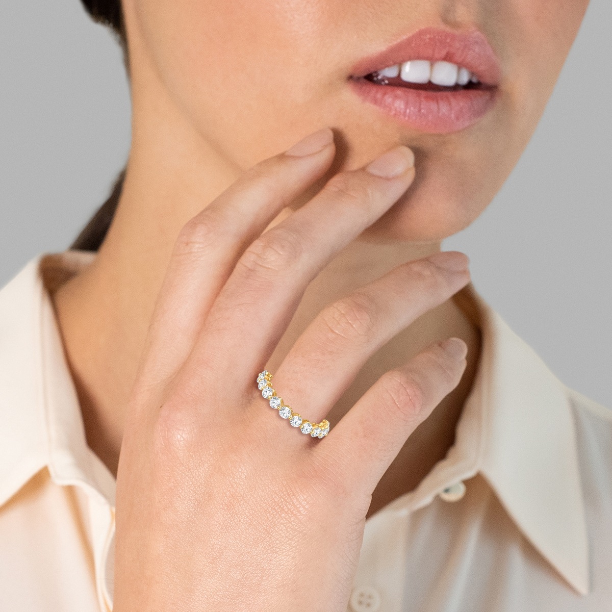 Yokoamii Fingerring »Y116«, (1 tlg.), Ring gelbgold Kristall weiß