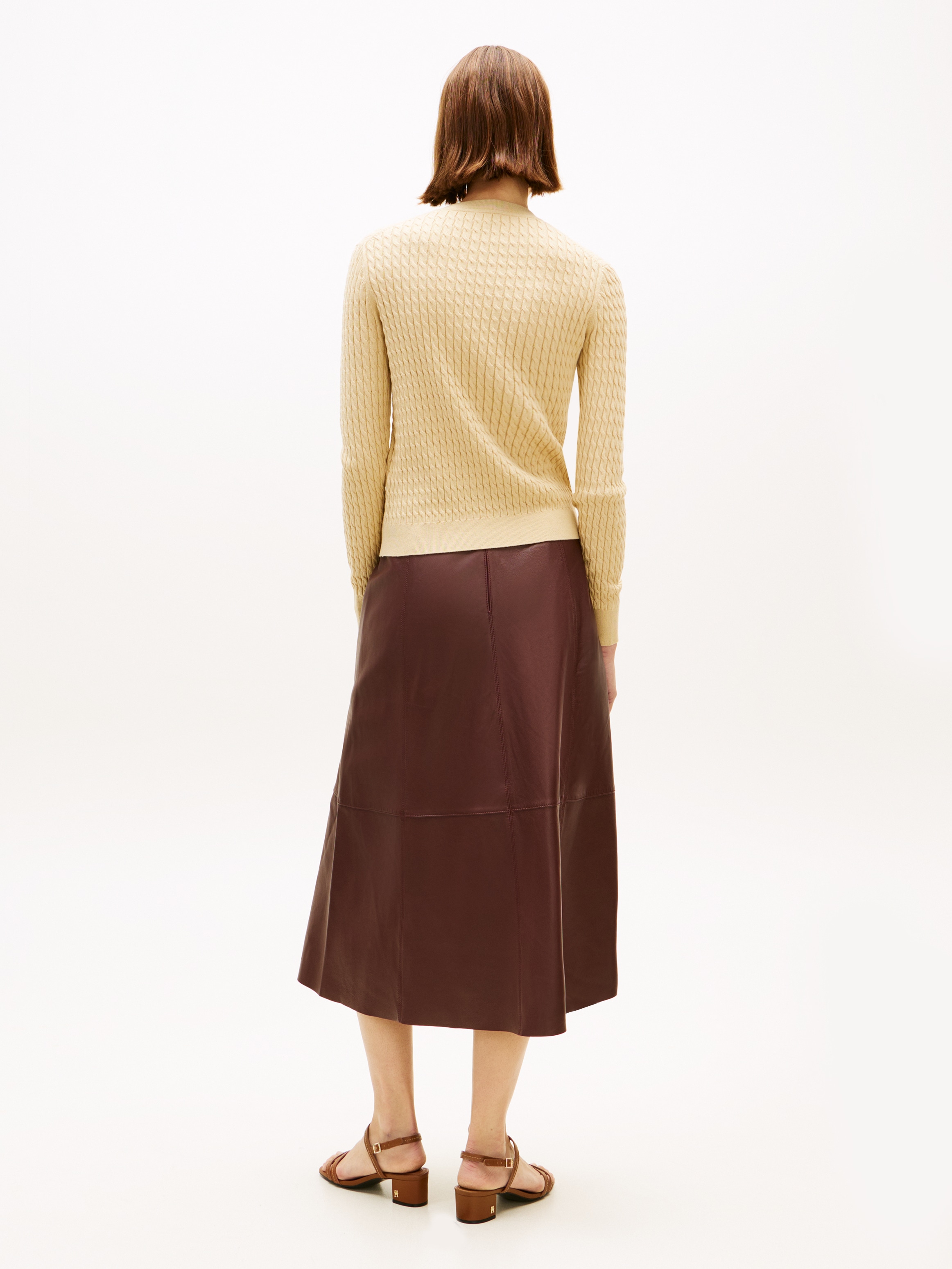 Tommy Hilfiger Rundhalspullover »CO CABLE C-NK LS SWEATER« Baumwolle, mit Zopfmuster, Regular Fit