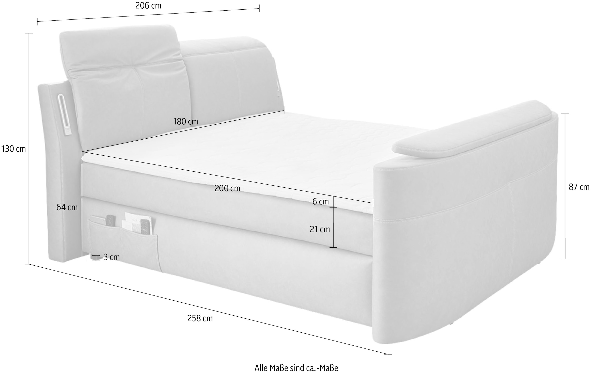 14. Bild von Jockenhöfer Gruppe Boxspringbett »Movie Star«, mit versenkbarem TV-Lift, Fernbedienung, LED-Licht, USB-Ladestation und verstellbaren Kopfstützen