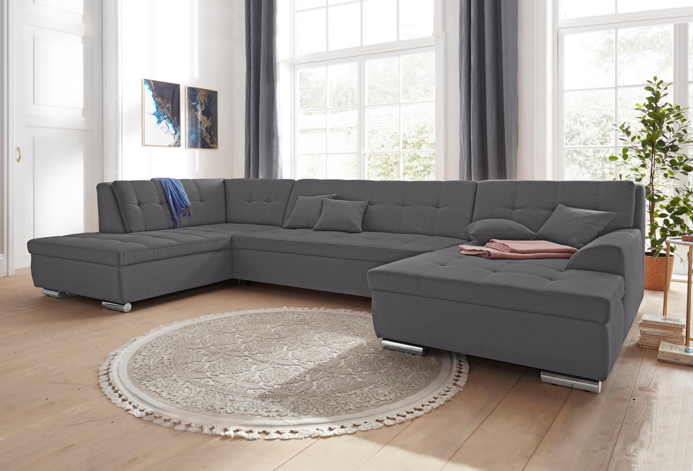 DOMO collection Wohnlandschaft »Aversa U-Form« wahlweise mit Bettfunktion, günstig online kaufen