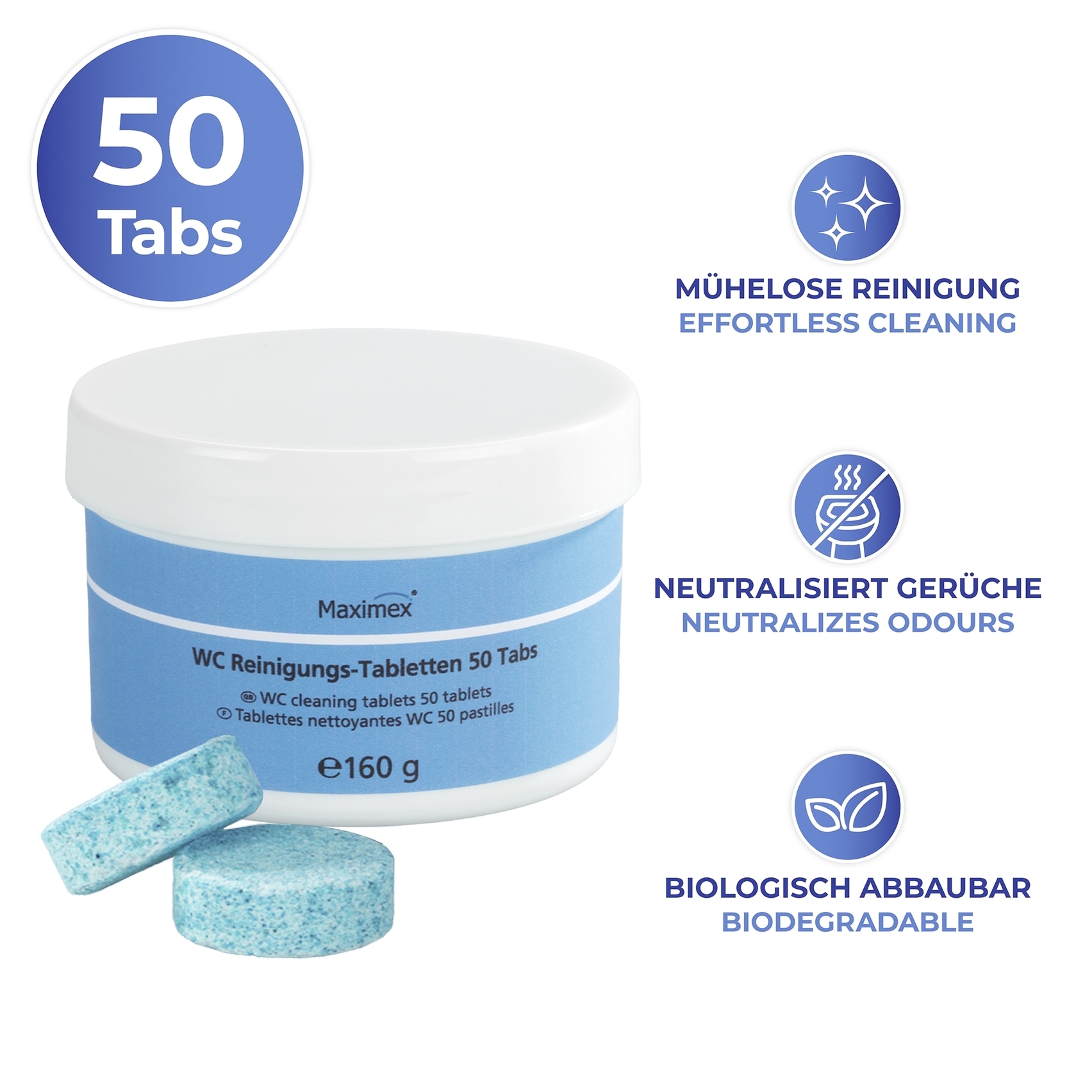 Maximex WC-Reiniger »WC-Reinigungstabletten« hochaktiv, stark gegen Urin, Kalk, Rost und Verfärbungen