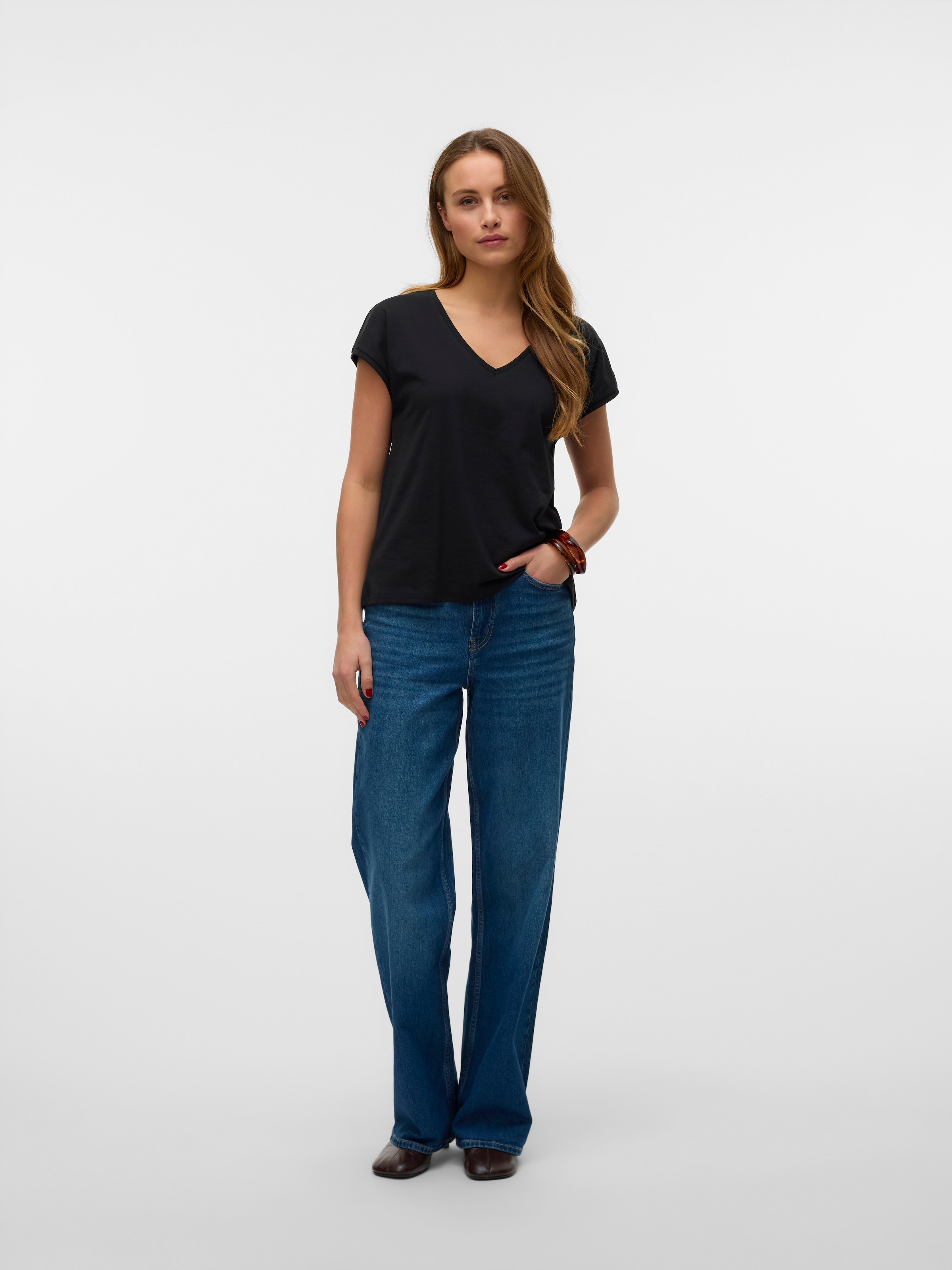 Vero Moda Kurzarmshirt »VMLUNA SS V-NECK TEE JRS NOOS«
