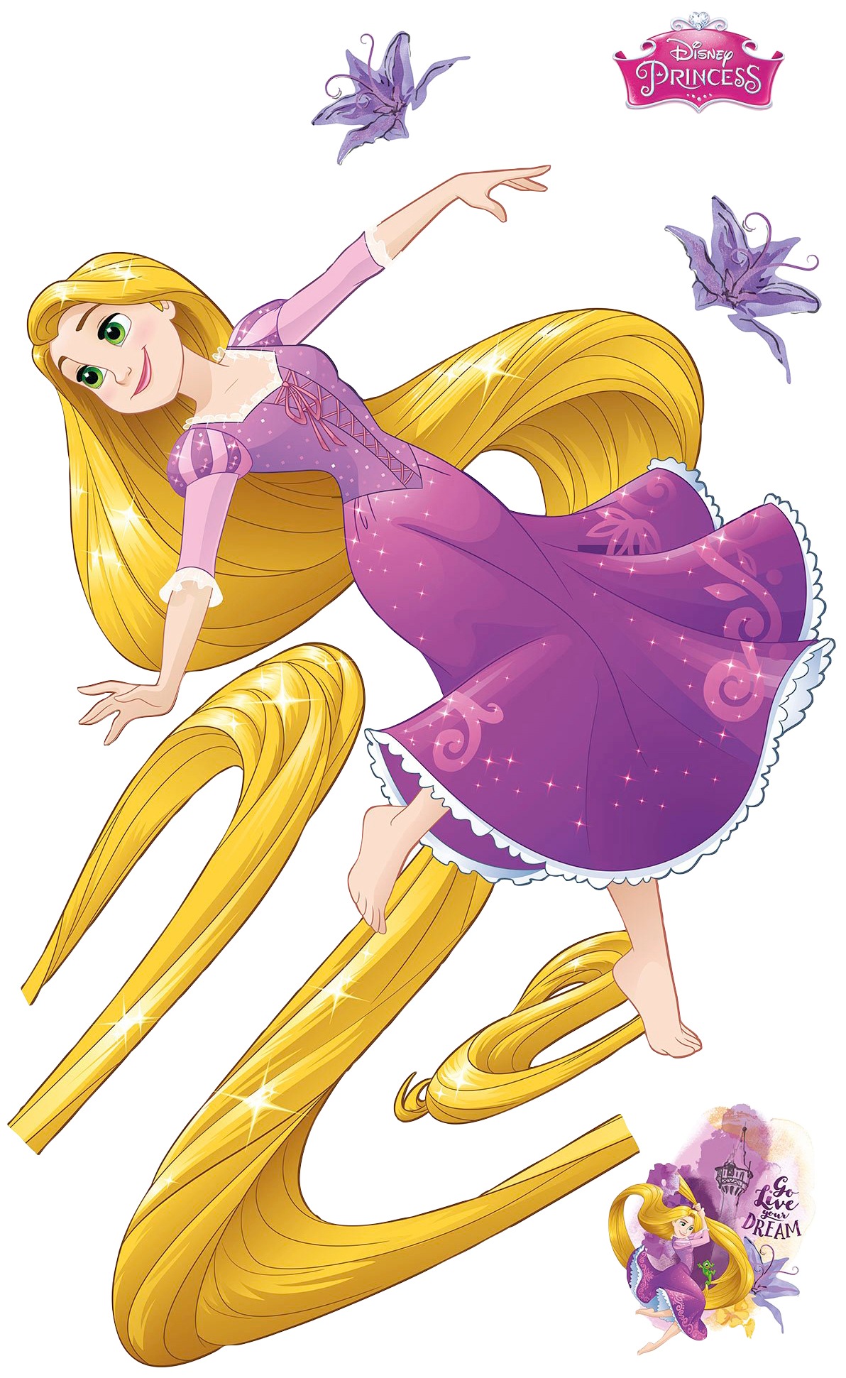 Disney Wandtattoo Rapunzel Violett und Gelb 127 x 200 cm 612436 günstig online kaufen