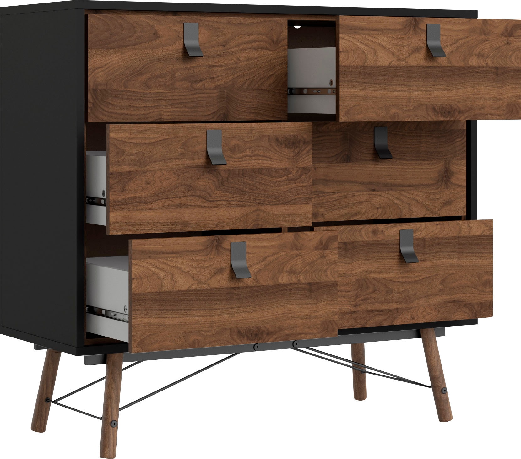 andas Kommode »Ry Aufbewahrung, Schubladenschrank, Stauraum«, Sideboard mit 6 Schubladen, Breite 102 cm, Höhe 95 cm, Massivholzbeine