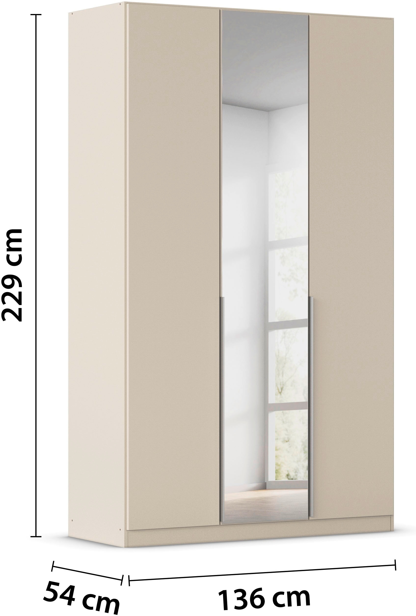 rauch Drehtürenschrank »Kleiderschrank Schrank Garderobe AGORDO mit Dekor- oder Hochglanzfront«, (in zwei Griff-Farben), durchdachte Innenausstattung, in 6 Breiten und 2 Höhen MADE IN GERMANY