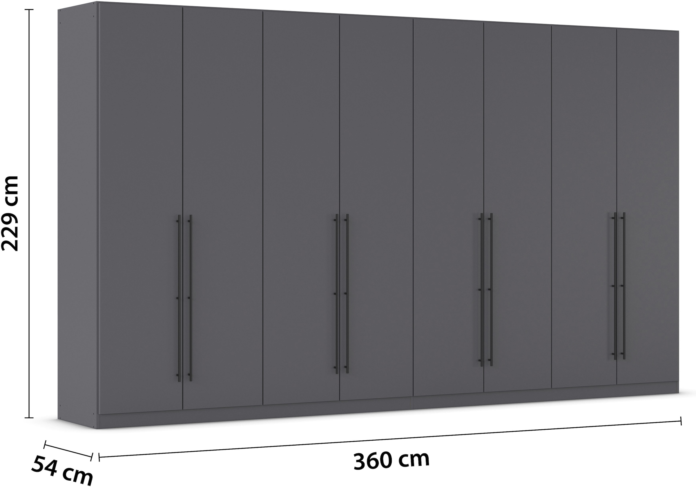 rauch Kleiderschrank, (in 3 verschiedenen Ausstattungen BASIC/CLASSIC/PREMIUM), mit hochwertigen Stangengriffen in Schwarz aus Metall MADE IN GERMANY