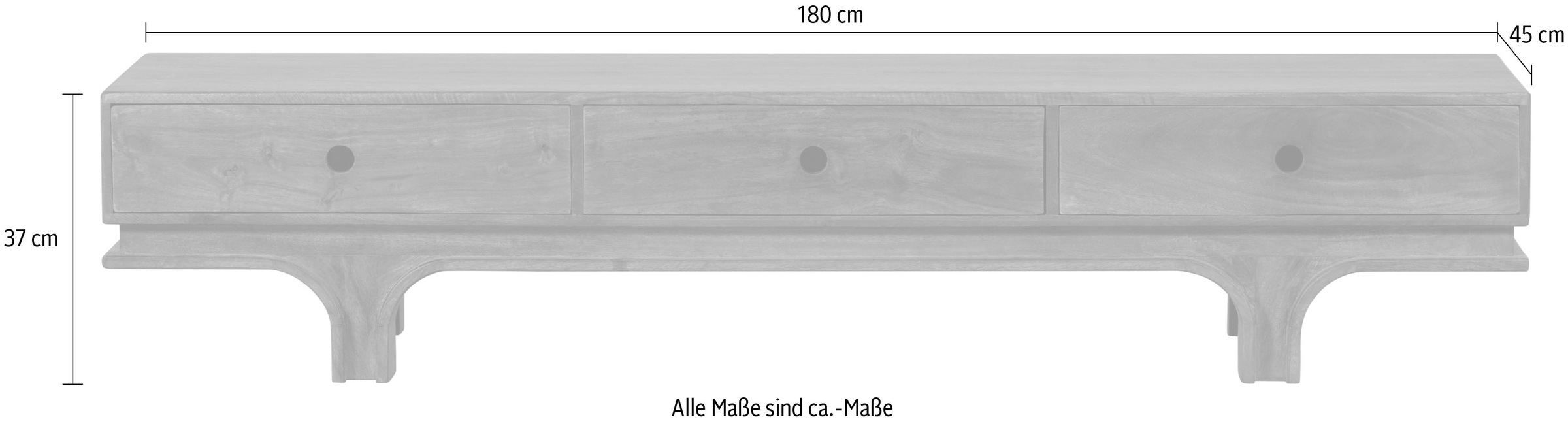 WOOOD Lowboard »Staes TV-Board«, TV-Kommode, drei Schubladen, H 37 cm x B 180 cm