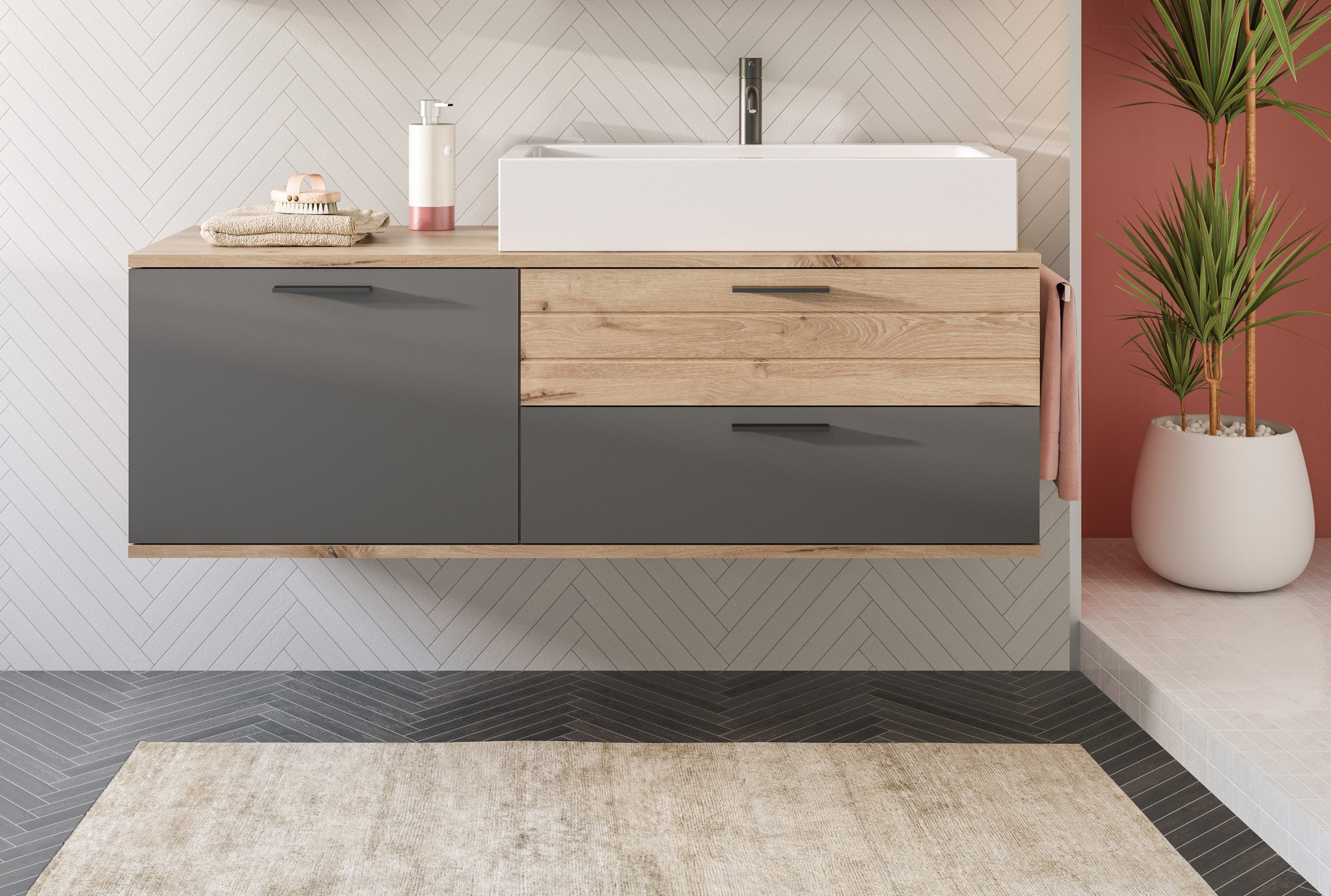 INOSIGN Waschtisch-Set »Riga, Breite 140 cm, inkl. Aufsatzwaschbecken, 2 Sc günstig online kaufen