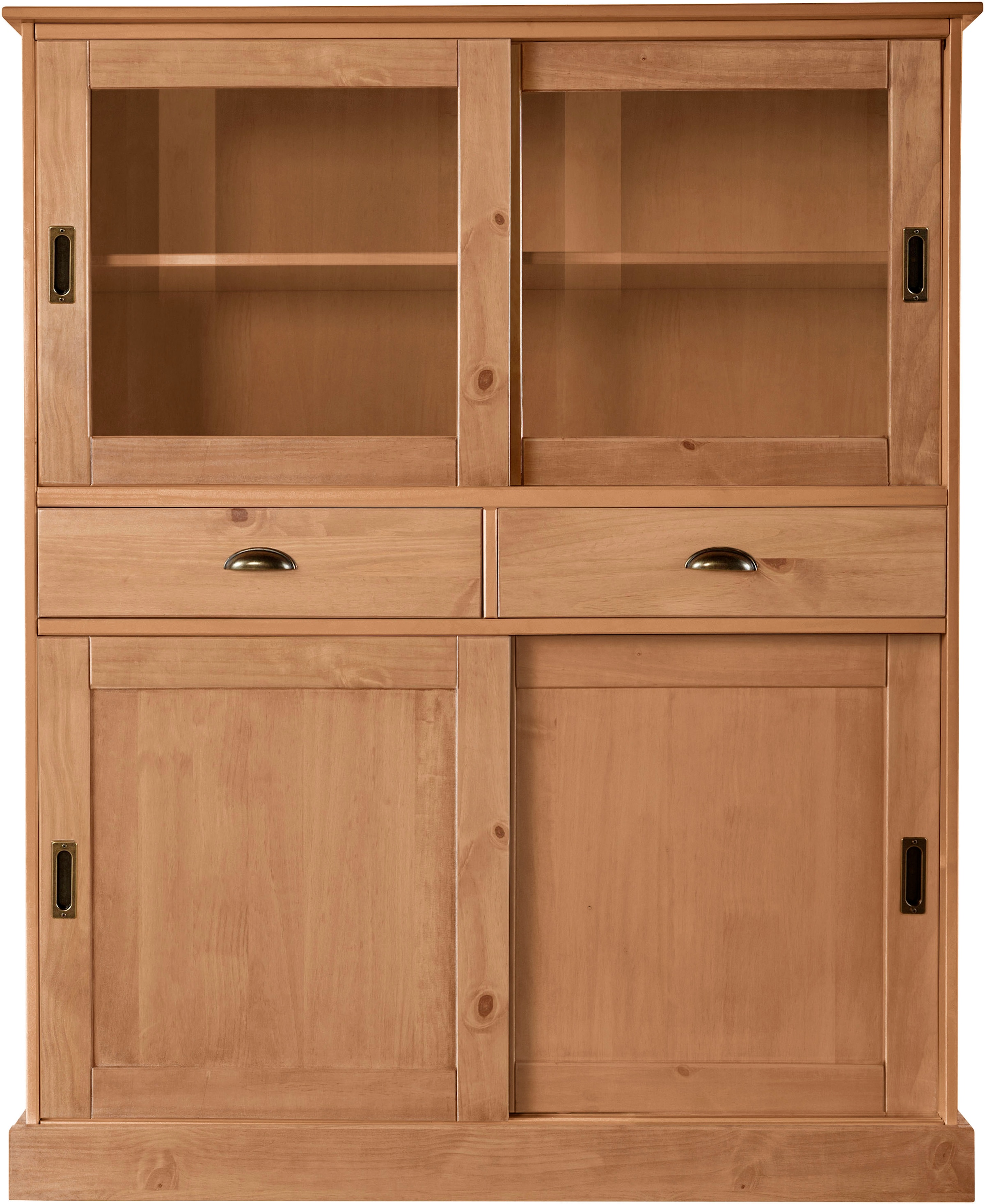 Home affaire Highboard »Schröder«, Vitrine aus massivem Kiefernholz, Breite 114 cm