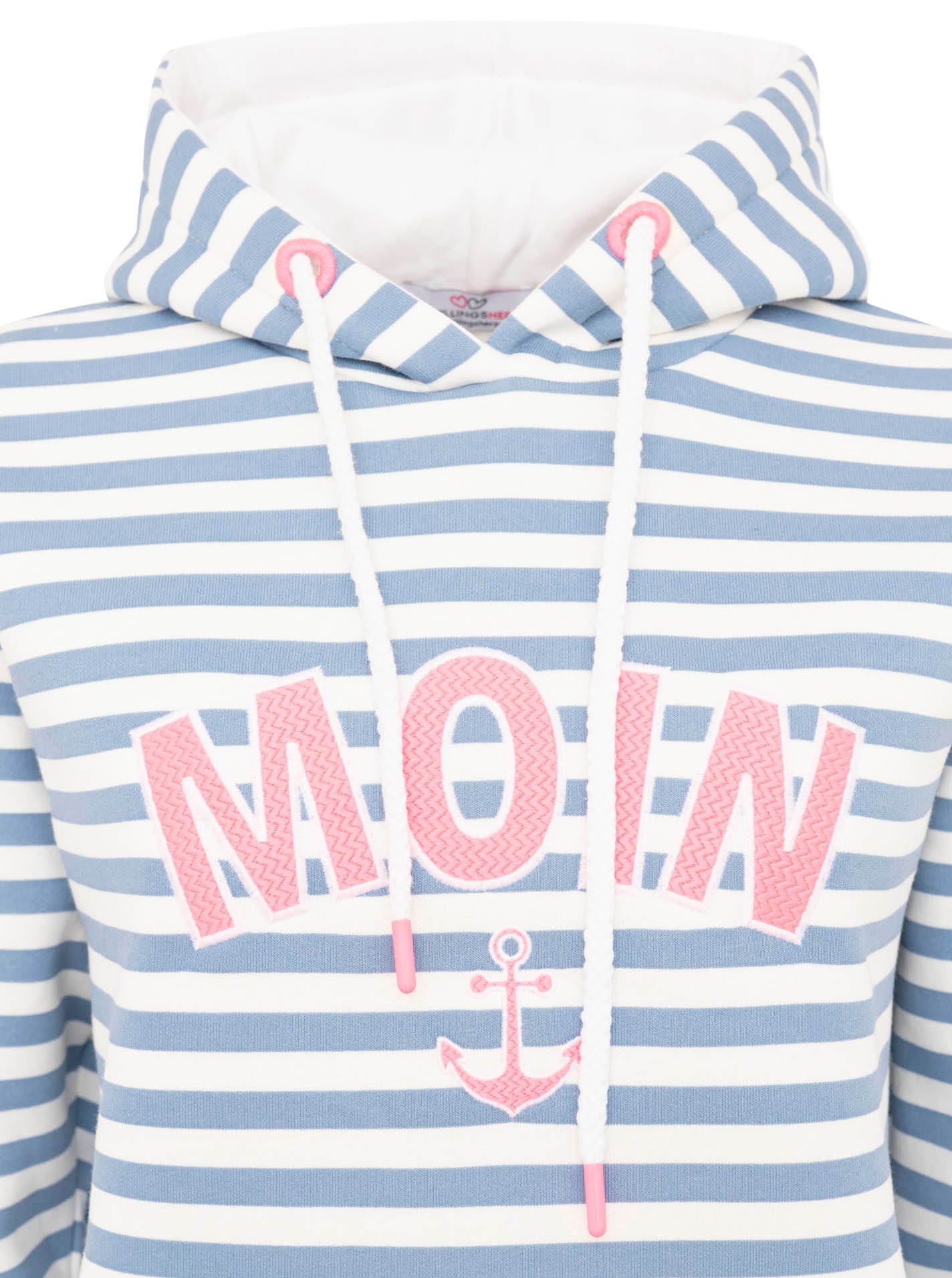 Zwillingsherz Kapuzensweatshirt »"Streifen Moin"«, gestreift, große "MOIN"- und Anker -Stickerei, Tasche vorne
