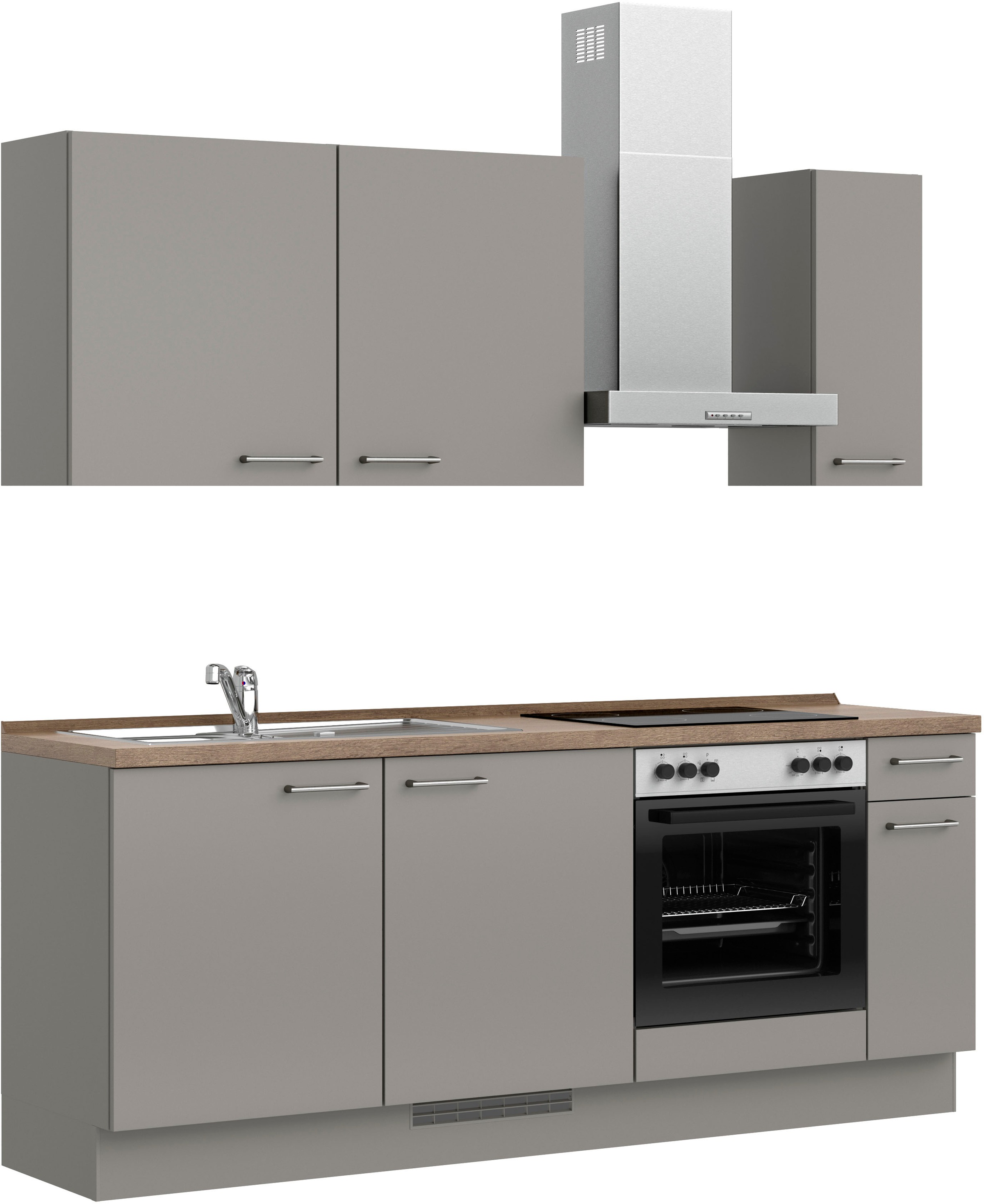 nobilia® Küchenzeile »"Laser I"«, vormontiert, Ausrichtung wählbar, Breite 210 cm, wahlw. mit E-Geräten