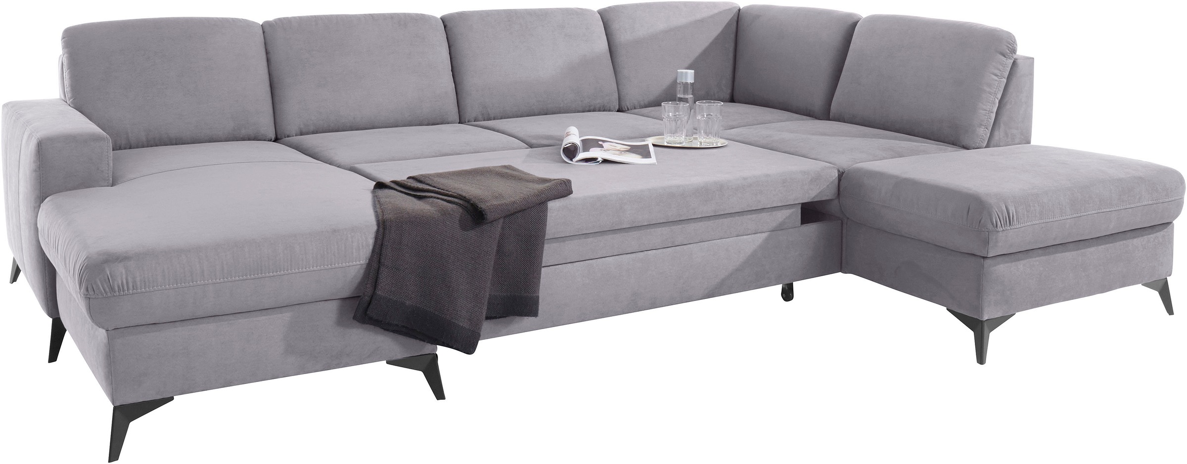 Places of Style Wohnlandschaft »Lolland U-Form«, Wahlweise mit Bettfunktion und Stauraum, auch mit abwischbarem Bezug