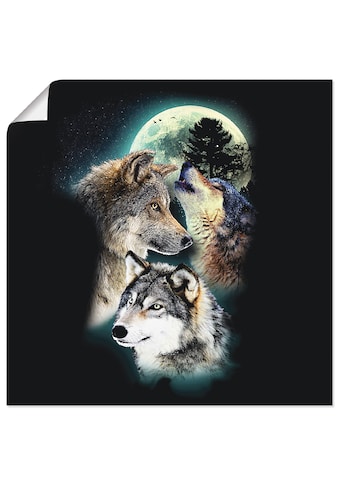 Artland Wandbild »Phantasie Wolf Wölfe mit Mond«, Wildtiere, (1 St.), in vielen Größen... kaufen