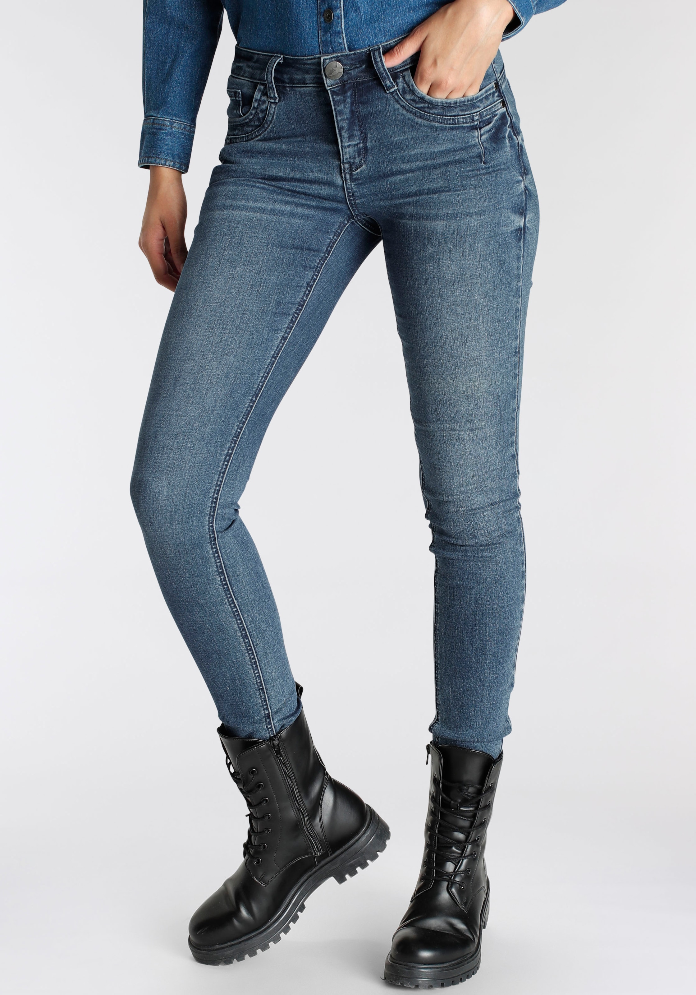 Leibhöhe bestellen Arizona Normale online Skinny-fit-Jeans,