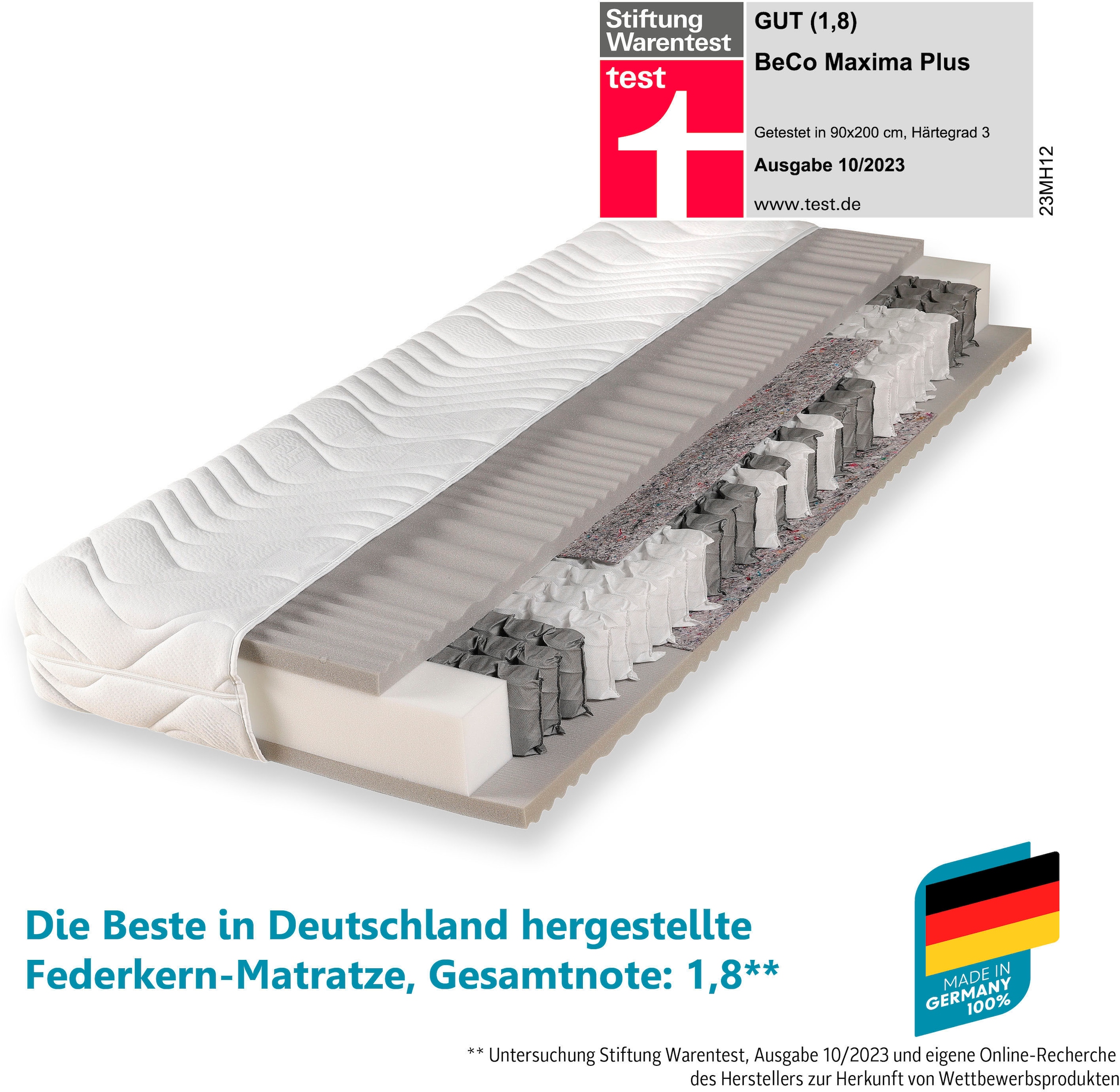 Taschenfederkernmatratze »Maxima Plus«, 22 cm hoch, (1 St.), Matratze in 90x200 und...