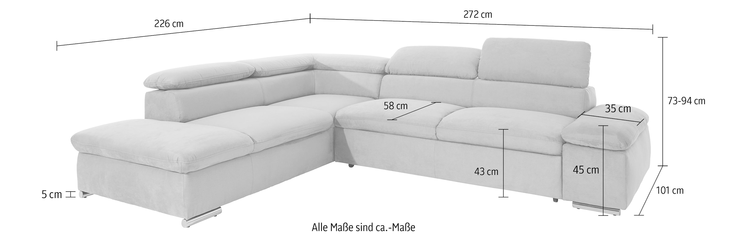 sit&more Ecksofa »Alcatraz L-Form«, wahlweise mit Bettfunktion