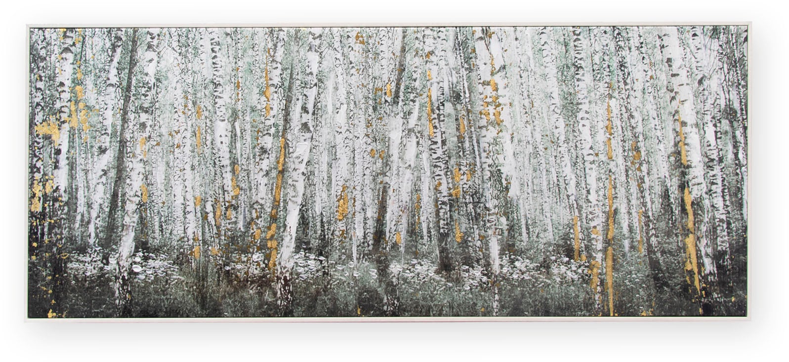 Art for the home Leinwandbild »Birkenholz« 1 Stk. tlg. Handgemalt Wandbild Gold Metallic 100x40cm