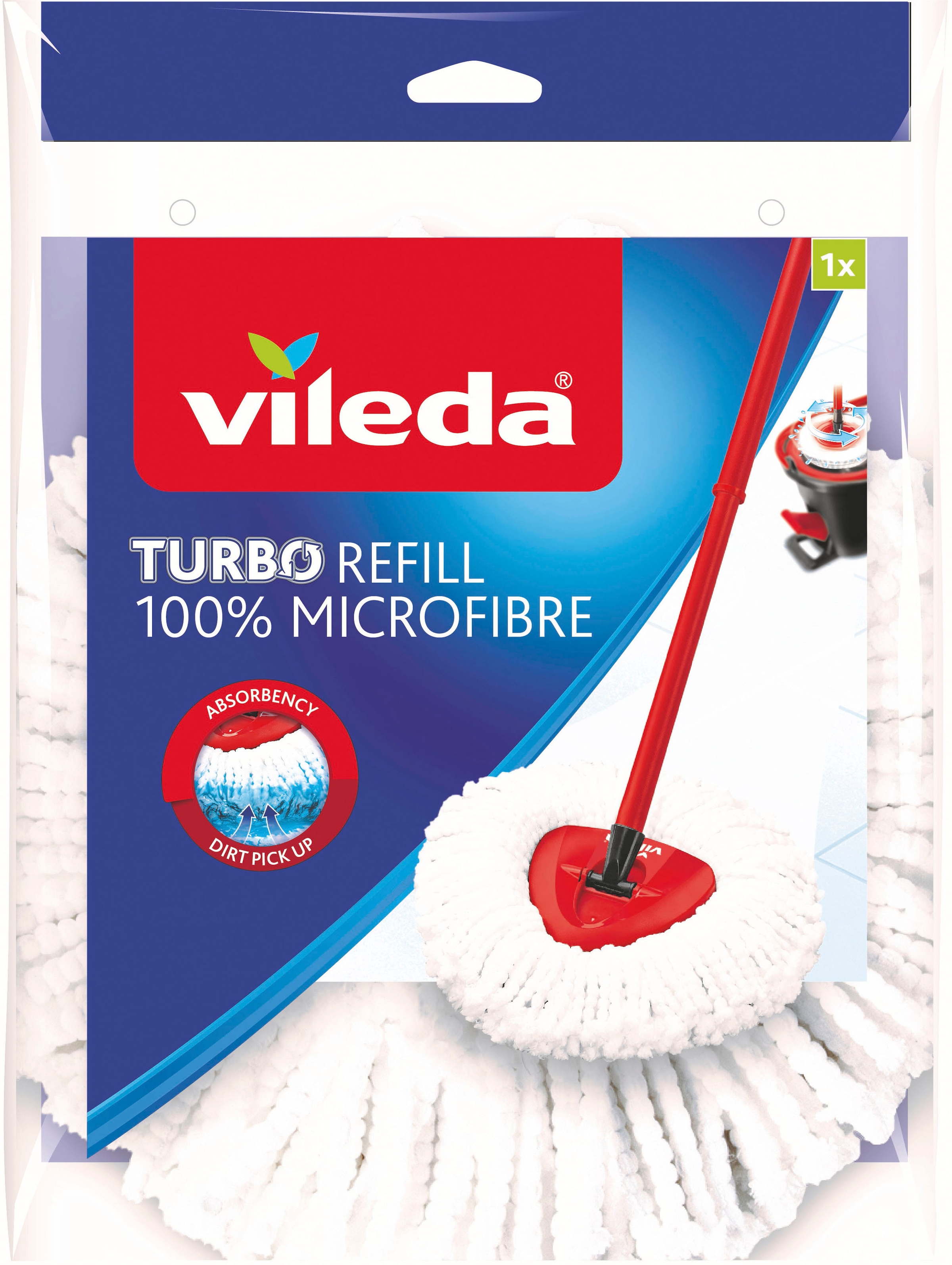 Vileda Bodenwischer-Set »TURBO Box inkl. Classic Ersatzbezug«, (Set, 3 St., Wischmop-Set mit Powerschleuder und Fußpedal und 3-tlg. Teleskopstiel), ergonomischer, leichter Eimer mit praktischem Ausguss und Stielhalter