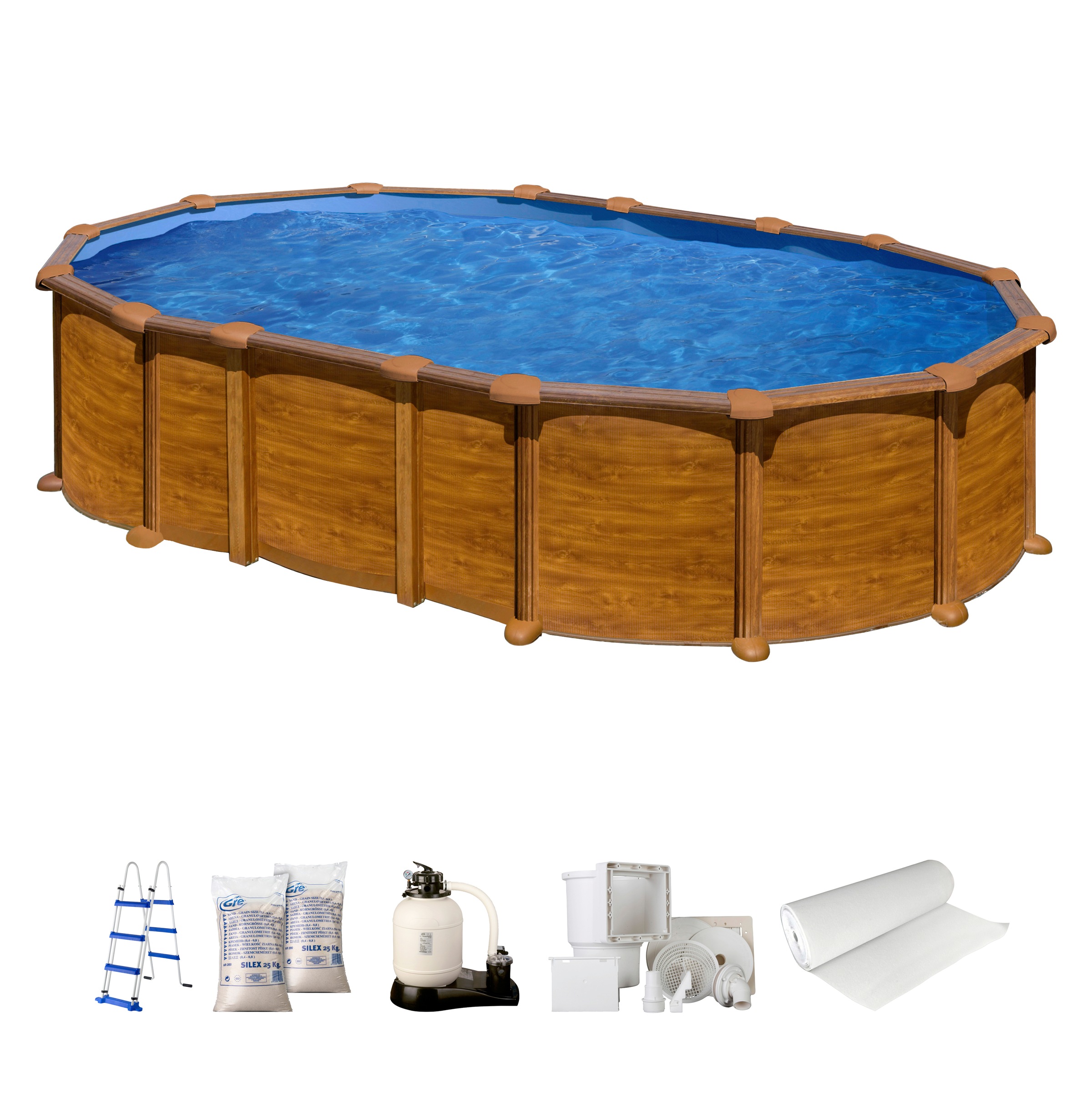 Gre Ovalpool »AMAZONIA BxLxH: 375x610x132 cm inkl. Zubehör«, (Komplett-Set, 7 tlg.)