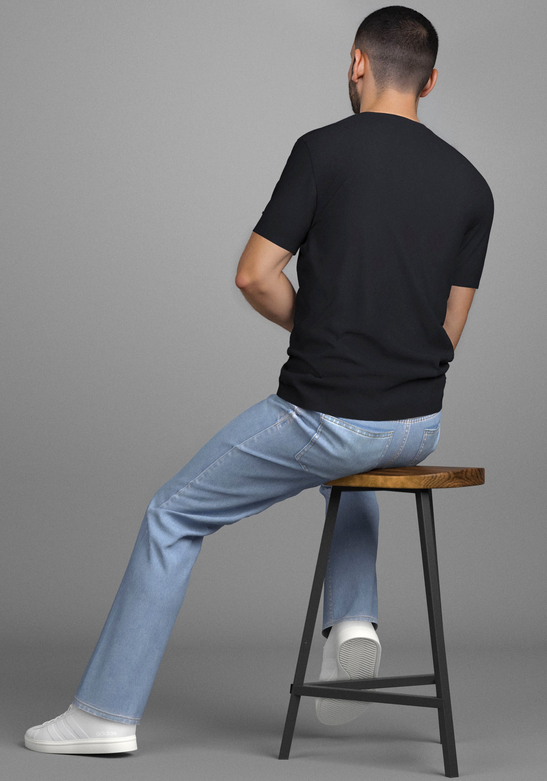 Bruno Banani T-Shirt kurzärmelig, schmal geschnitten, Rundhalsausschnitt