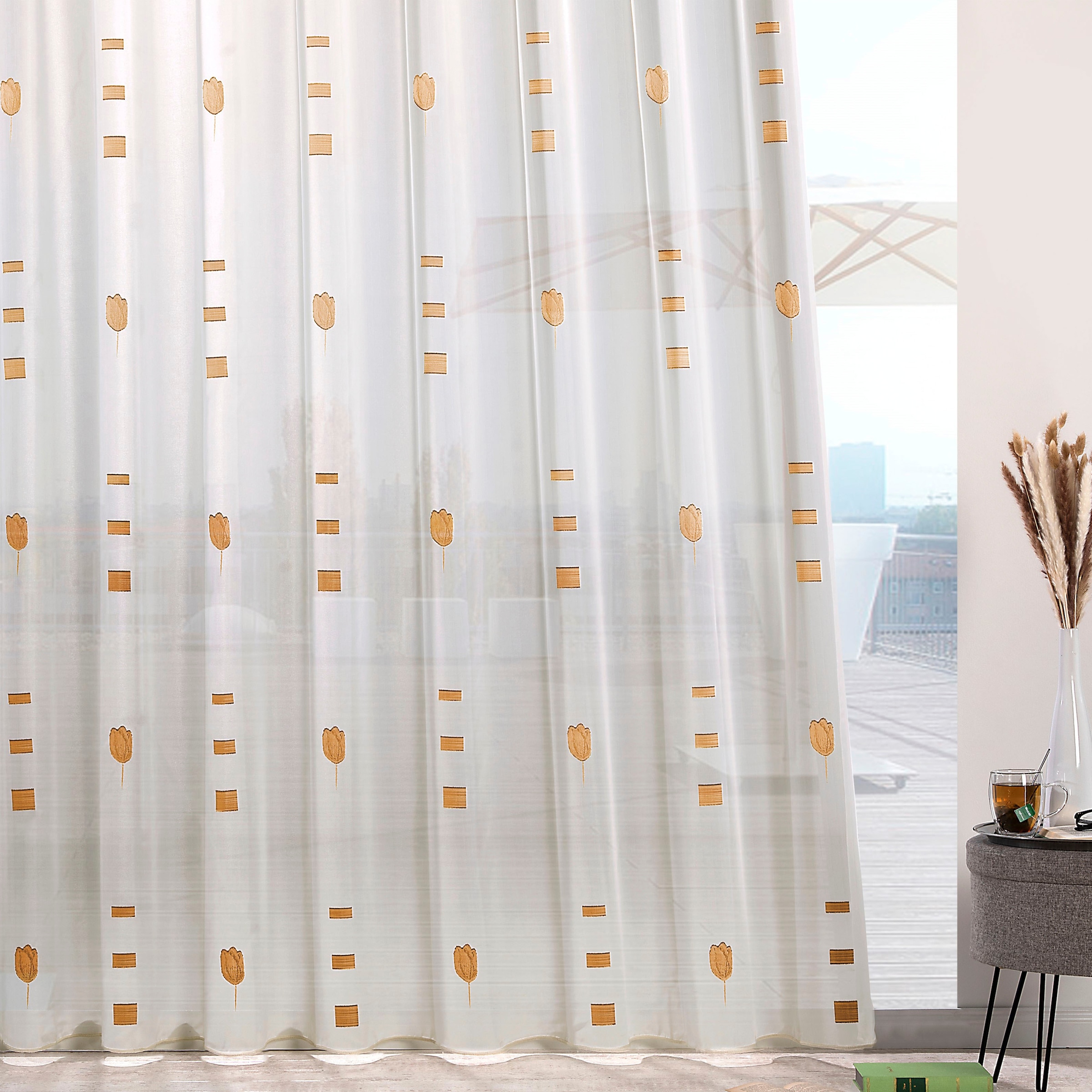 Weckbrodt Gardine »Ruby«, (1 St.), Webscherli, Bedruckt, Allover,Floral, ha günstig online kaufen