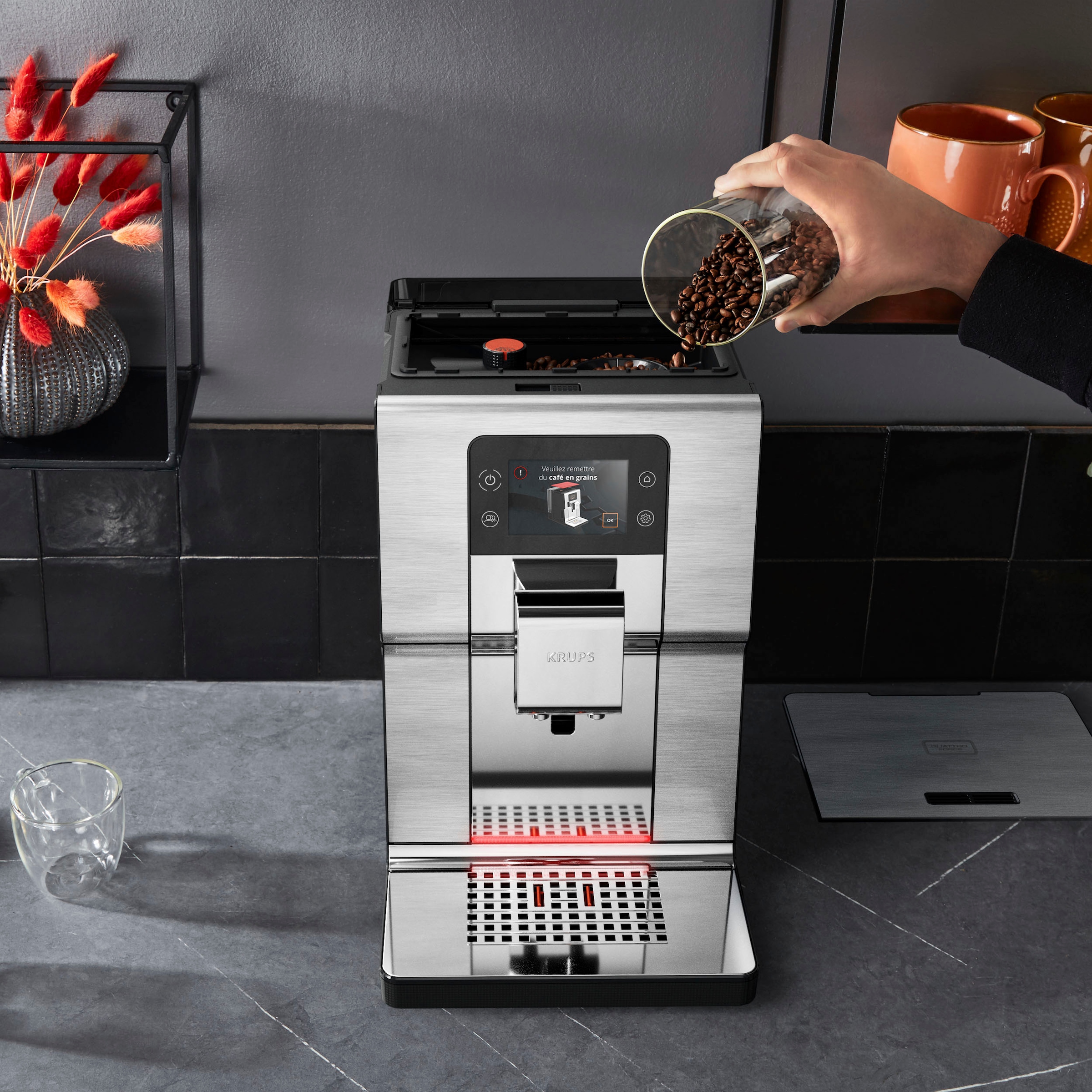 Krups Kaffeevollautomat »EA877D Intuition Experience+«, 21 Heiß- und Kaltgetränke-Spezialitäten, geräuscharm, Farb-Touchscreen