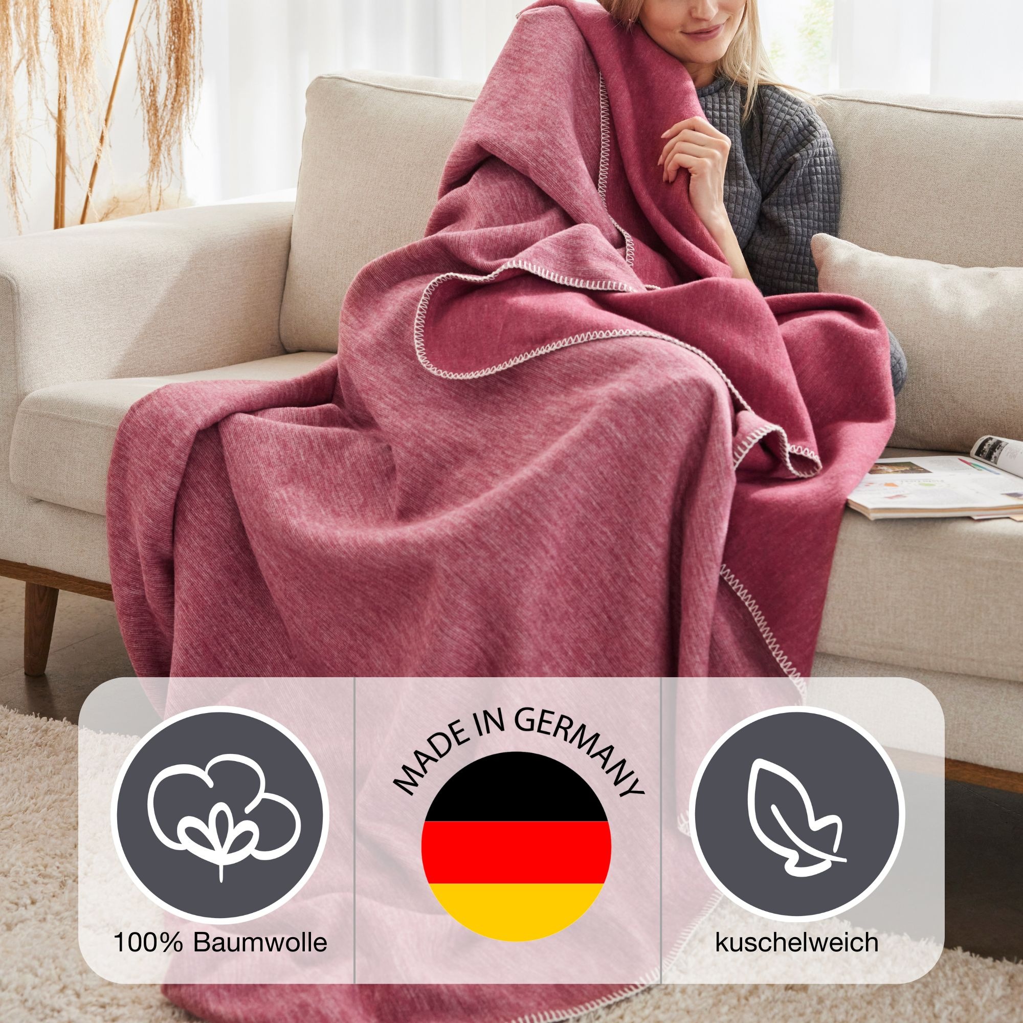 IBENA Wohndecke »Wohndecke Lausanne«, in schlichtem Melange-Look günstig online kaufen
