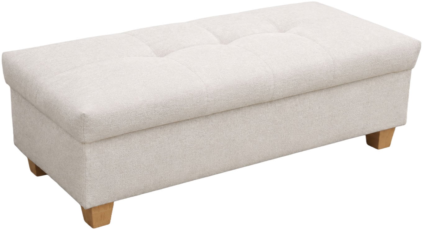 OTTO home Hocker »Eggery 131 cm, mit großem Staufach & bequem gepolstert« Polsterhocker Egedal mit Staufach, passend zum Sofa