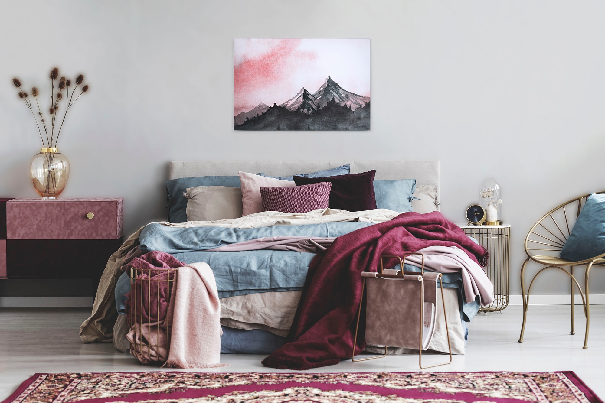 A.S. Création Leinwandbild »Mountain Paint«, Kunst-Wald-Kinder, (1 St.), Berg Bild Landschaft Keilrahmen Leinwand-Bild Wohnzimmer modern Kinder