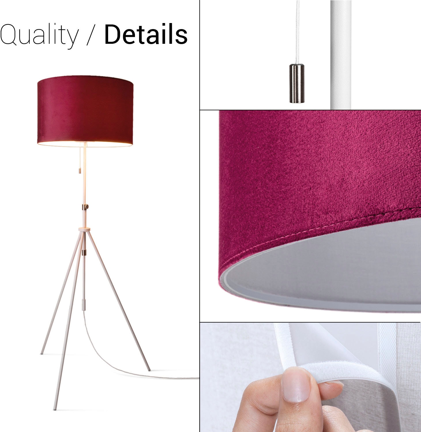 Paco Home Stehlampe »Naomi uni Color« E27 Wohnzimmer Höhenverstellbar 121,5 bis 176,5 cm Zugschalter Velour