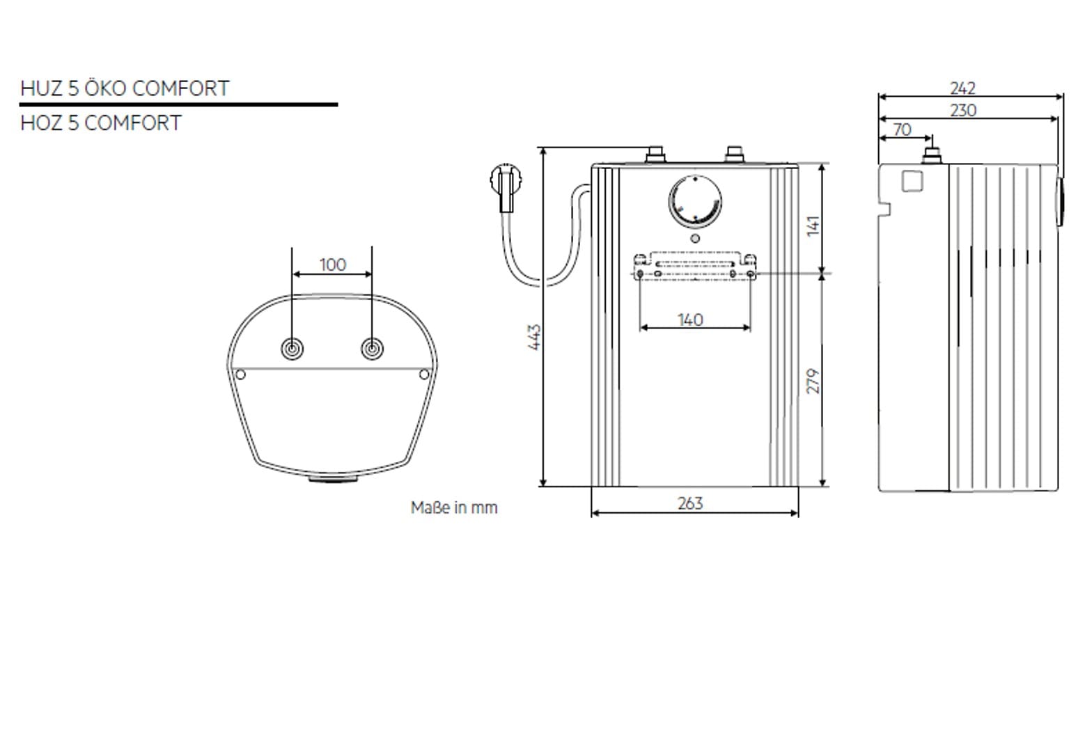 AEG Haustechnik Kleinspeicher »Hoz 5 Comfort, Übertischboiler 5 Liter«, Niederdruck, mit Stecker, niedriger Standby-Verbrauch