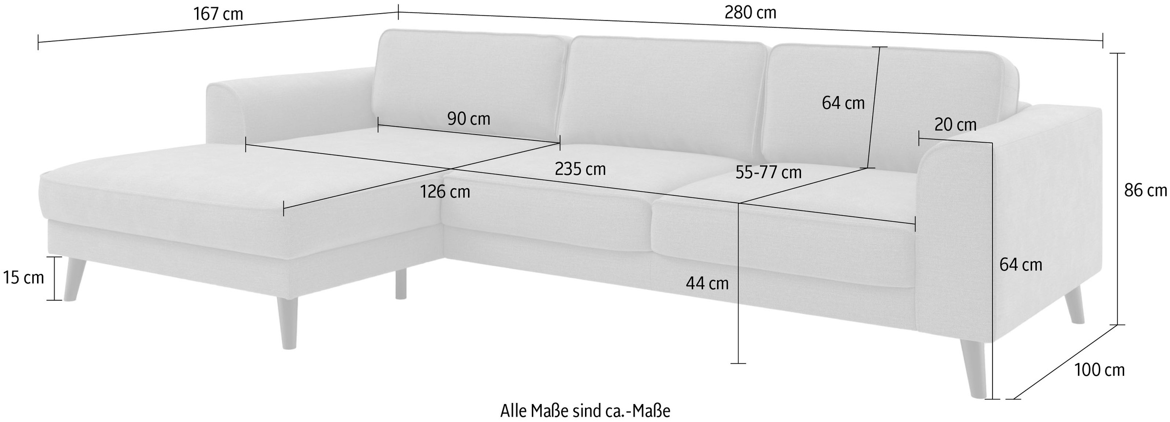 TRENDMANUFAKTUR Ecksofa »Lumber Jack, elegantes Designsofa, zeitlos modern, hoher Sitzkomfort« wahlweise mit Bettfunktion u. Bettkasten, L-Form