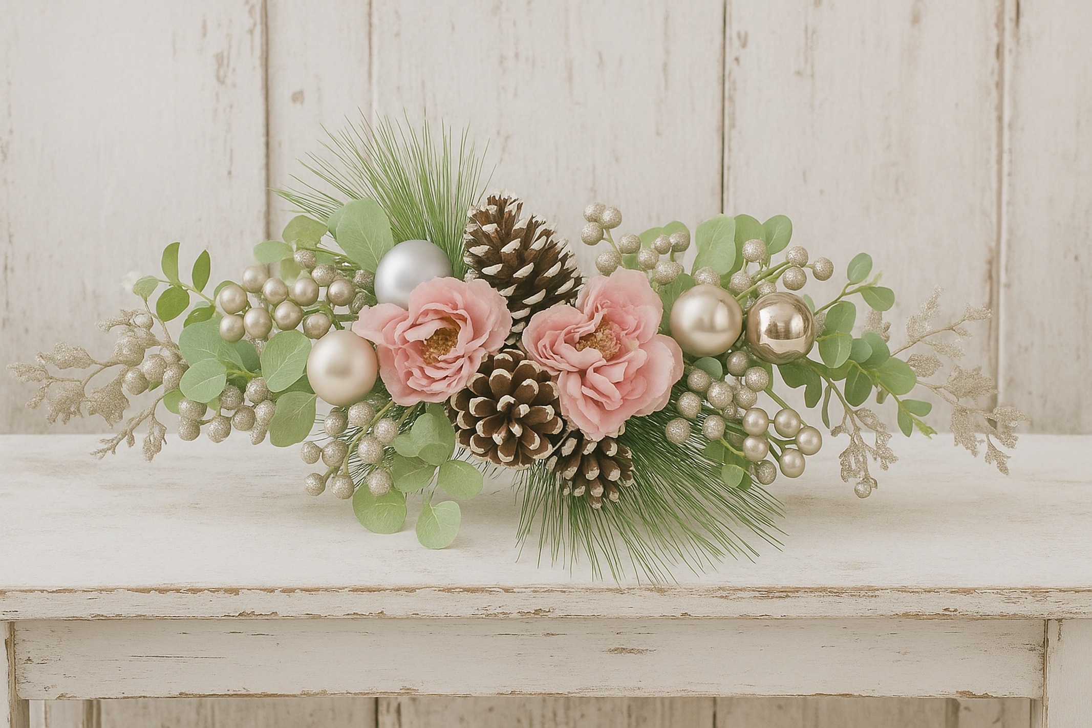 I.GE.A. Kunstblume »Tischgesteck Päonie« Aufleger Eukalyptus, Zapfen, Tisch günstig online kaufen