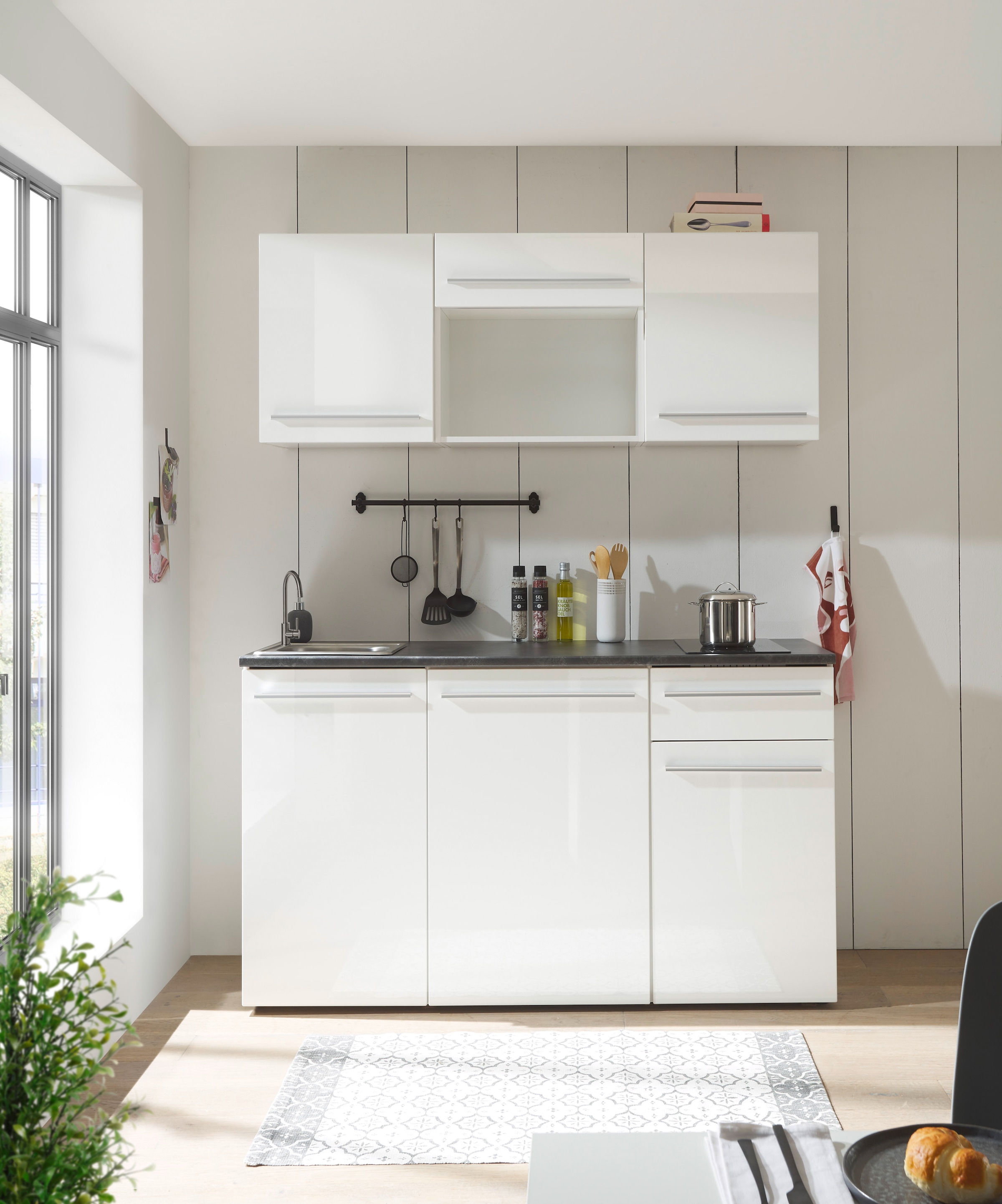 BASIC by Balculina Küchenzeile »Jazz Singleküche«, Breite 160 cm, mit und ohne Geräte lieferbar