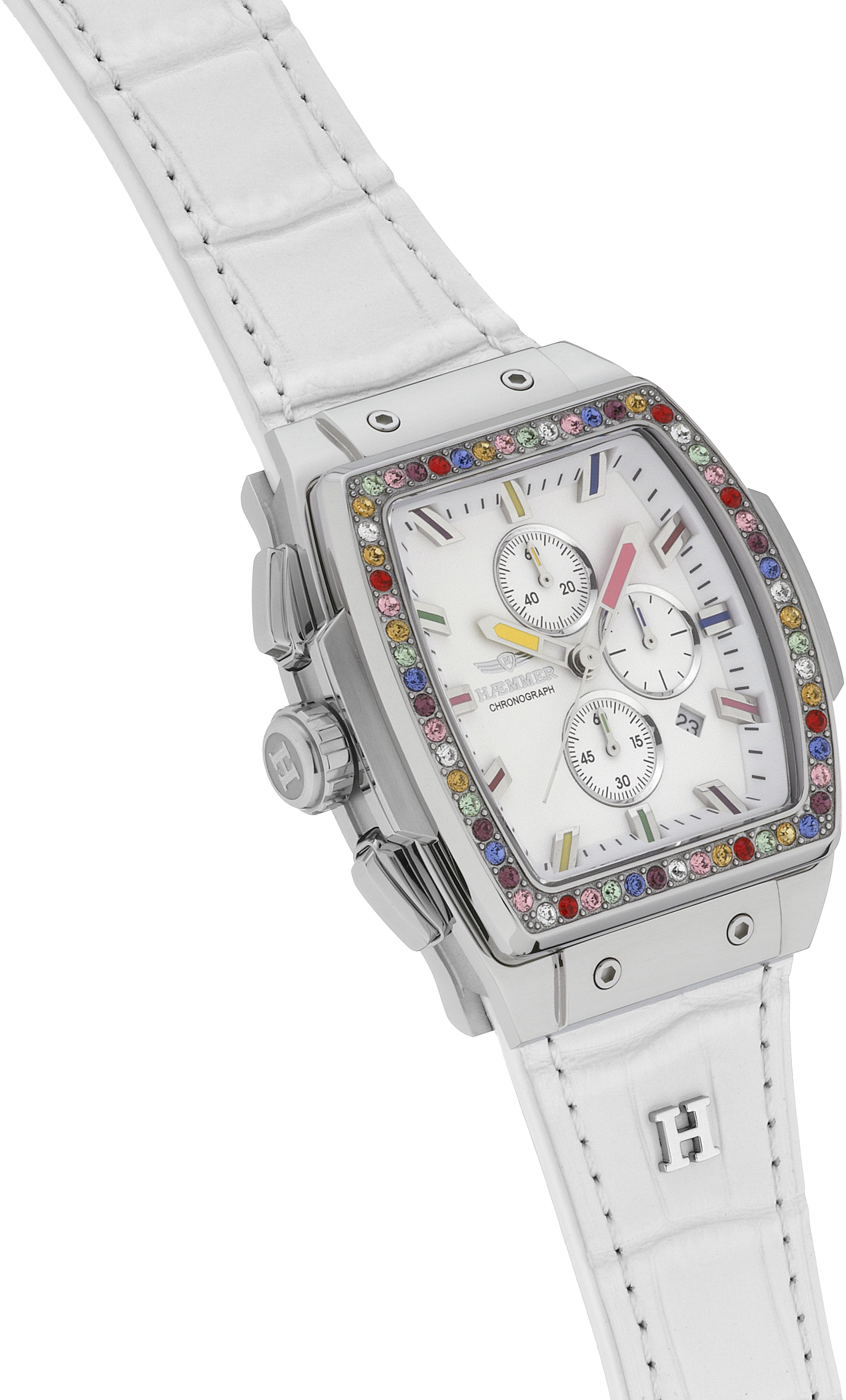 HAEMMER GERMANY Chronograph »TONNEAU«, Quarzuhr, Armbanduhr, Damenuhr, Lederarmband, verschraubte Krone, Tag