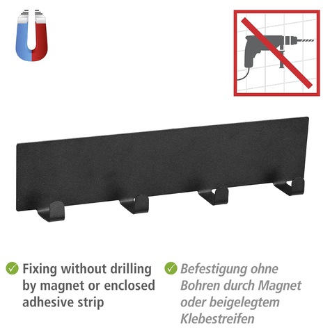 WENKO Hakenleiste »Modell Ima«, magnetisch, mit 4 Haken für Spültücher und Grillzubehör, ohne Bohren