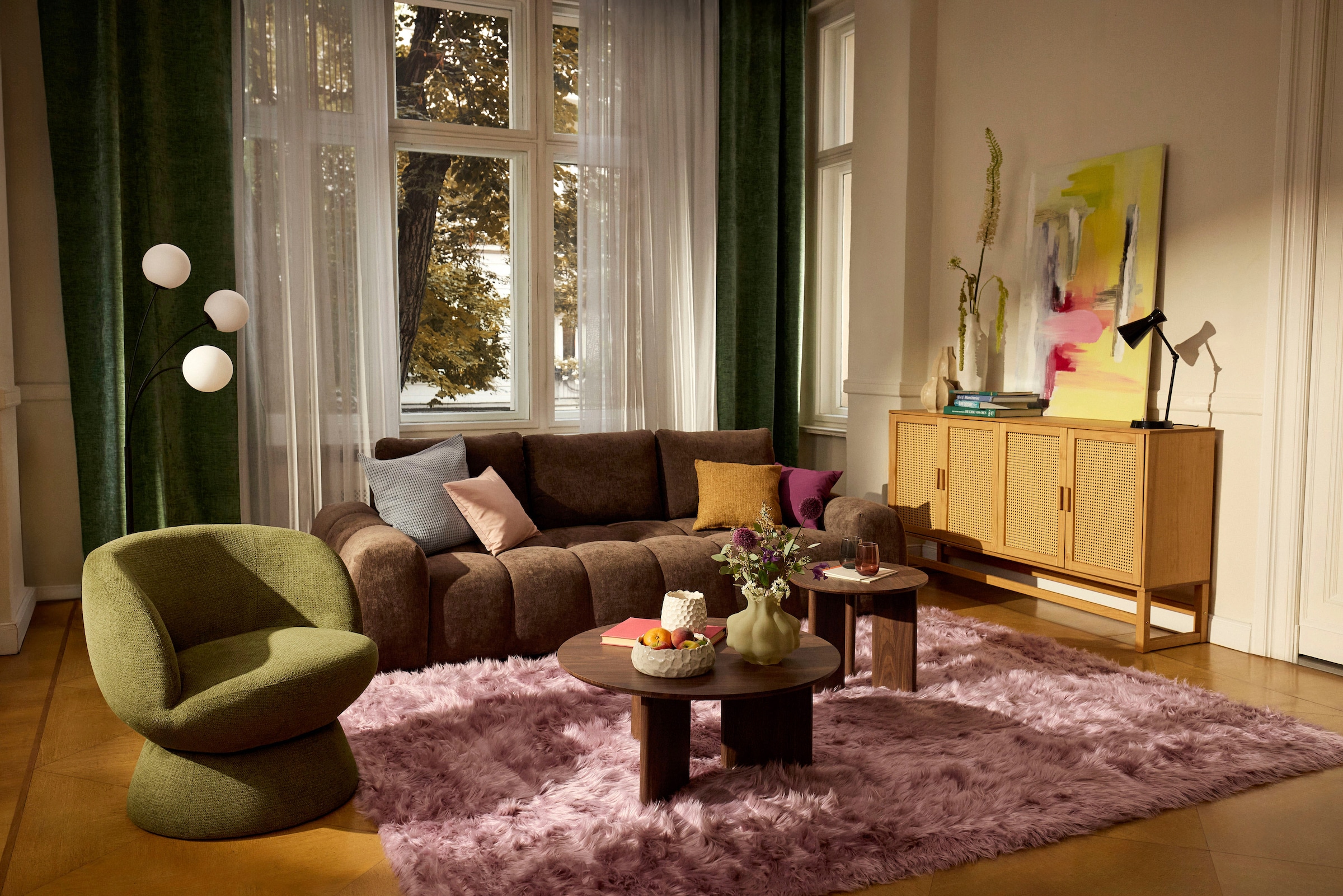 OTTO home 3-Sitzer »AZITA optionale Schlafsofa mit Bettkasten, Breite 253cm« Sofa mit Wellenunterfederung, Bubble-Optik, Verlässliche Qualität