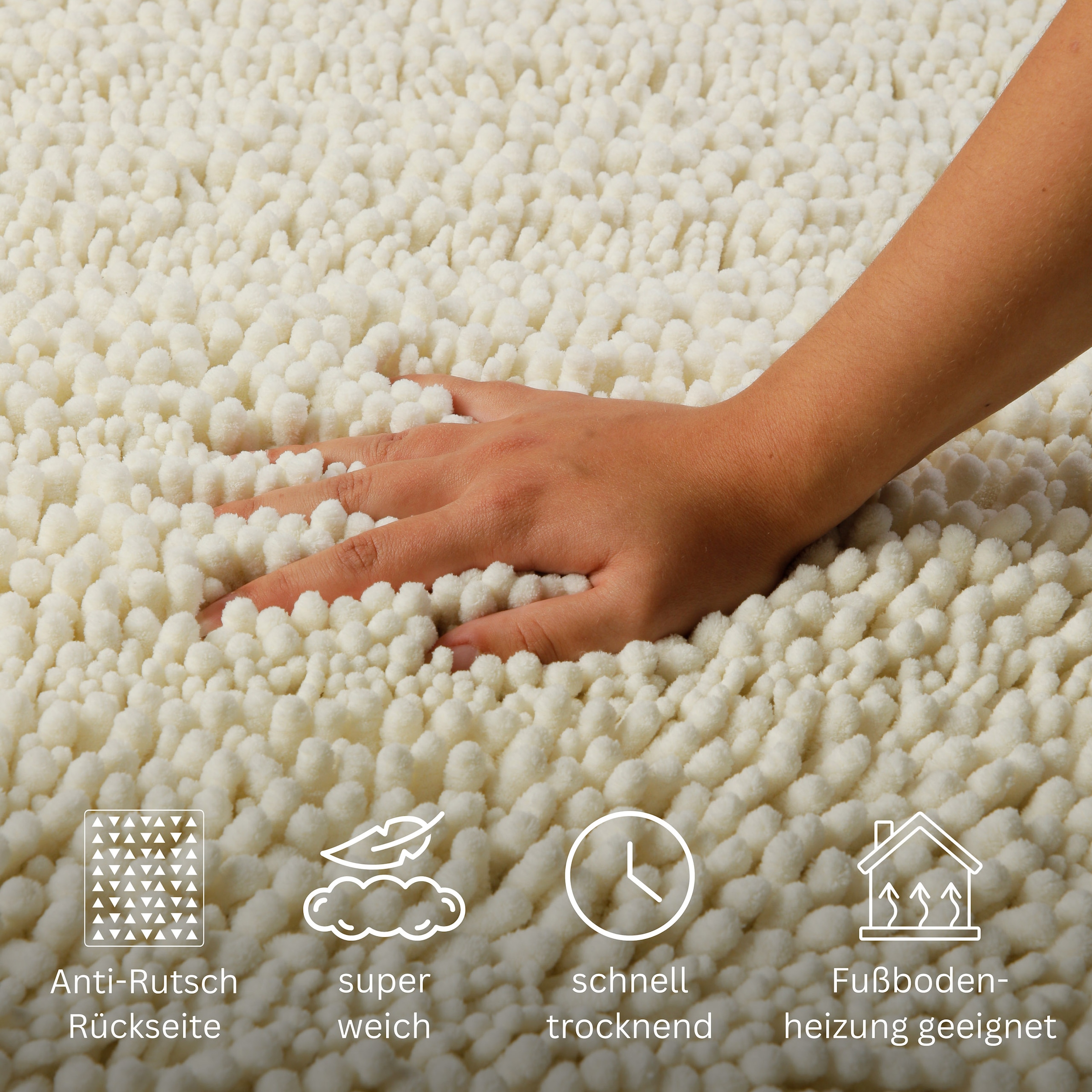OTTO home Badematte »Torrni« Höhe 22 mm rutschhemmend beschichtet fußbodenheizungsgeeignet | schnell trocknend Badteppich, getuftet, modern, Uni, antirutsch, flauschig, hochflor