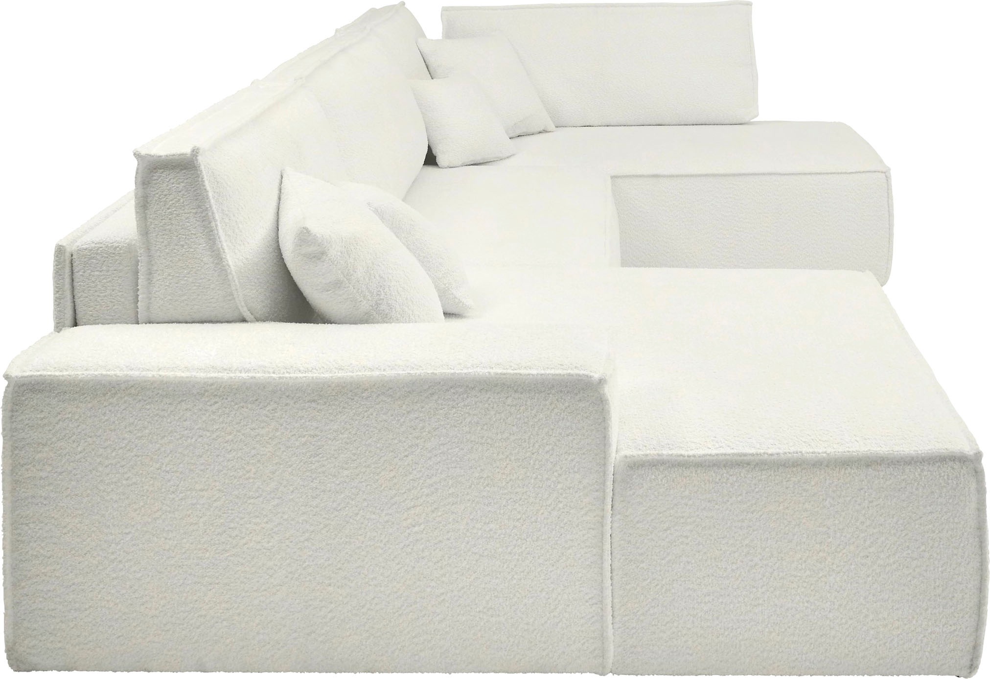 andas Wohnlandschaft »FINNLEY U-Form XXL 329 cm, Schlafsofa, Schlaffunktion m. Bettkasten«, (194/139 cm), Bouclé, Struktur und Cord