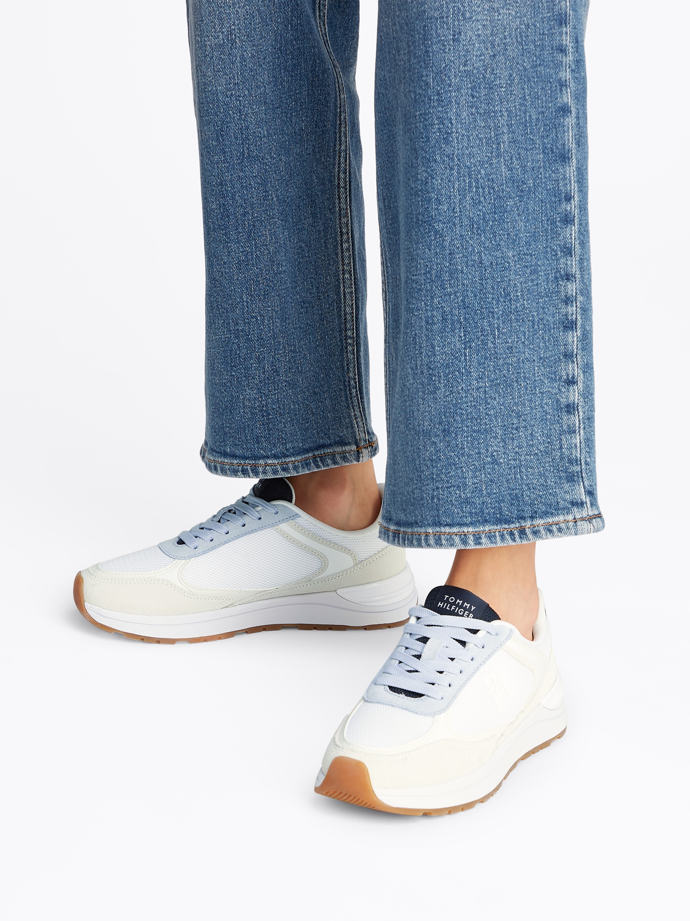 Tommy Hilfiger Keilsneaker »CASUAL FASHION RUNNER MIX«, Freitzeitschuh, Halbschuh, Schnürschuh im Kontrast-Look
