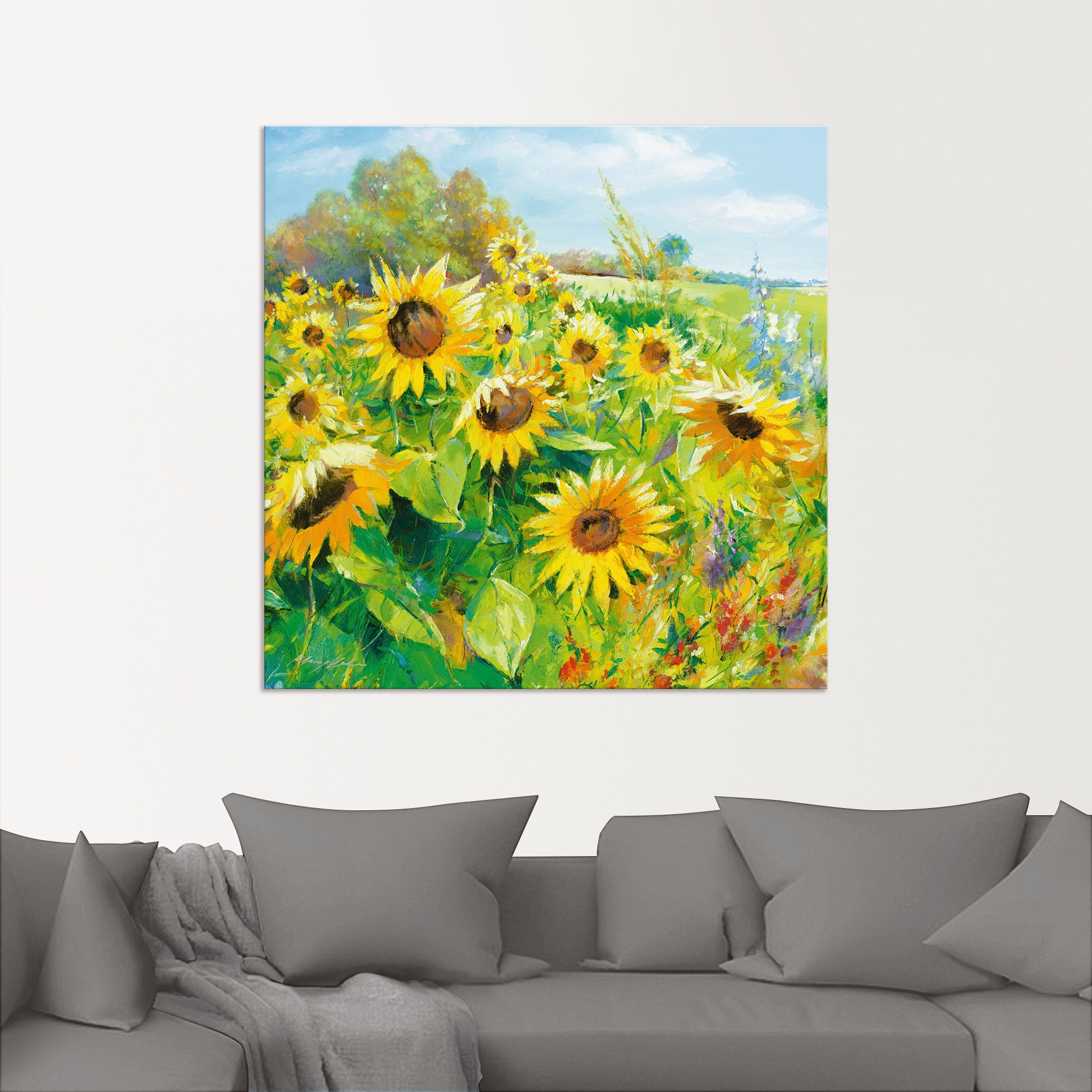 Artland Wandbild »Sommerwiese mit Sonnenblumen«, Blumenwiese, (1 St.), als Alubild, Outdoorbild, Leinwandbild, Poster, Wandaufkleber