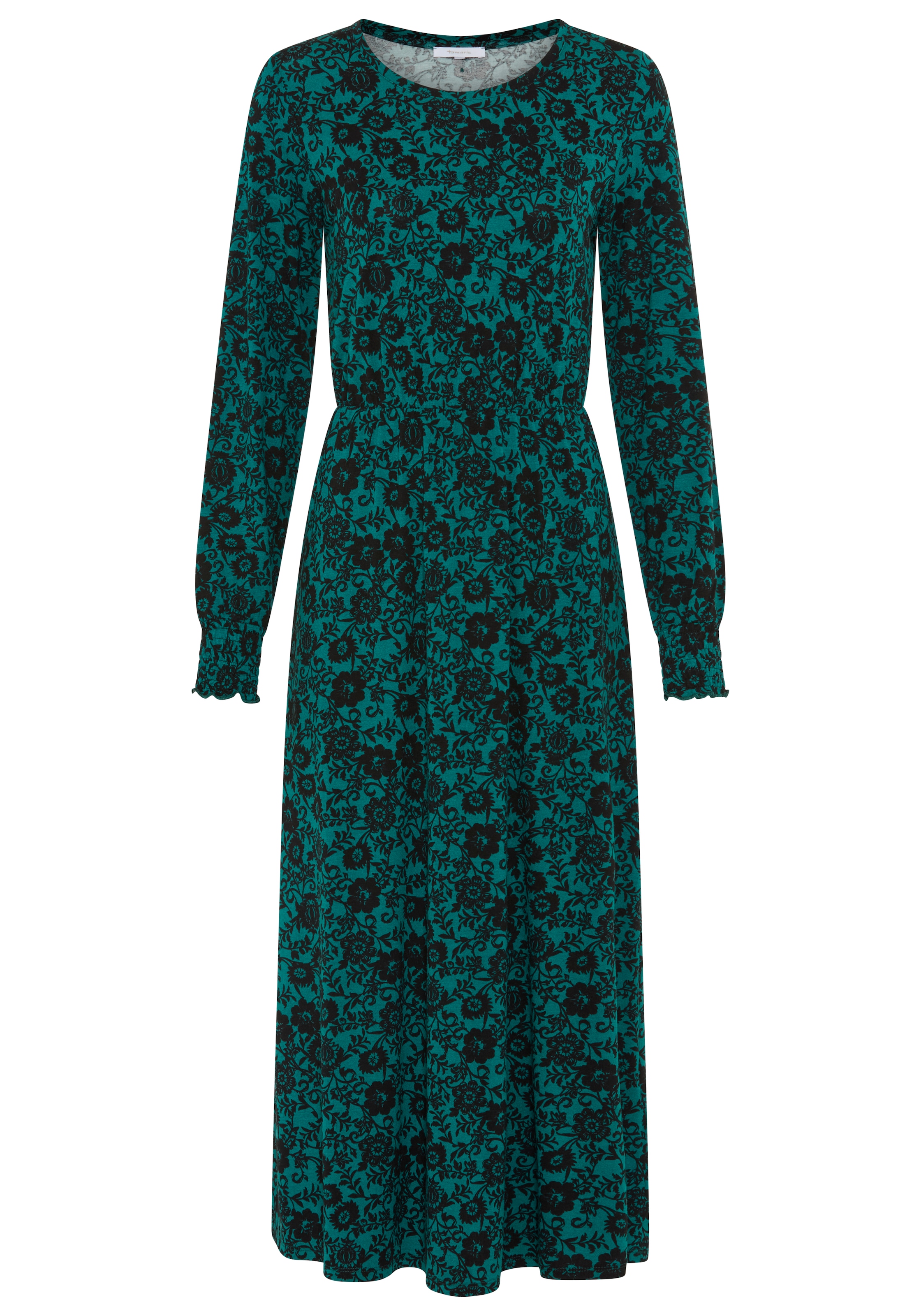 Tamaris Maxikleid aus Jersey-Material, für Casualmode und Herbstmode, feminin