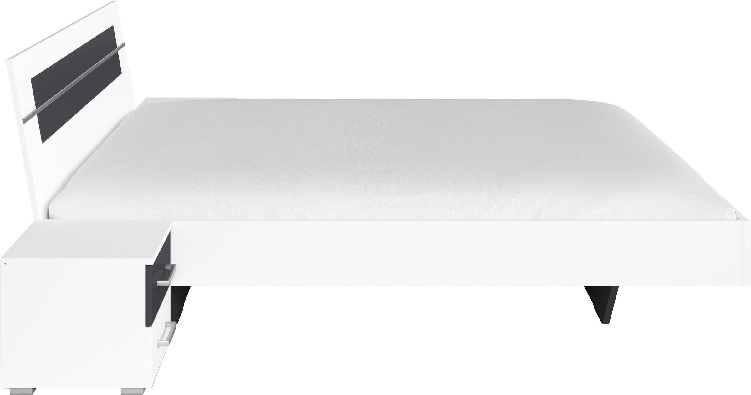 rauch Bettanlage »Doppelbett Futonbett BURANO in schwebender Optik«, (Set, 3 tlg.), und abgesetztem Kopfteil mit 2 Nachttischen MADE IN GERMANY