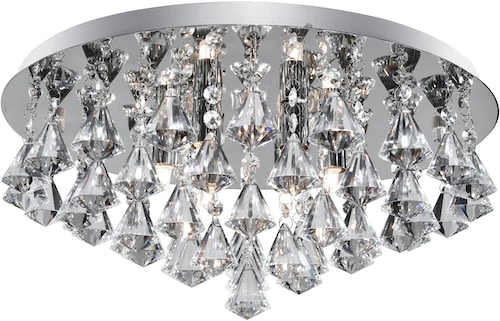 Searchlight Deckenleuchte »Hanna 6Lt Flush - Chrome Metal & Clear Crystal« günstig online kaufen